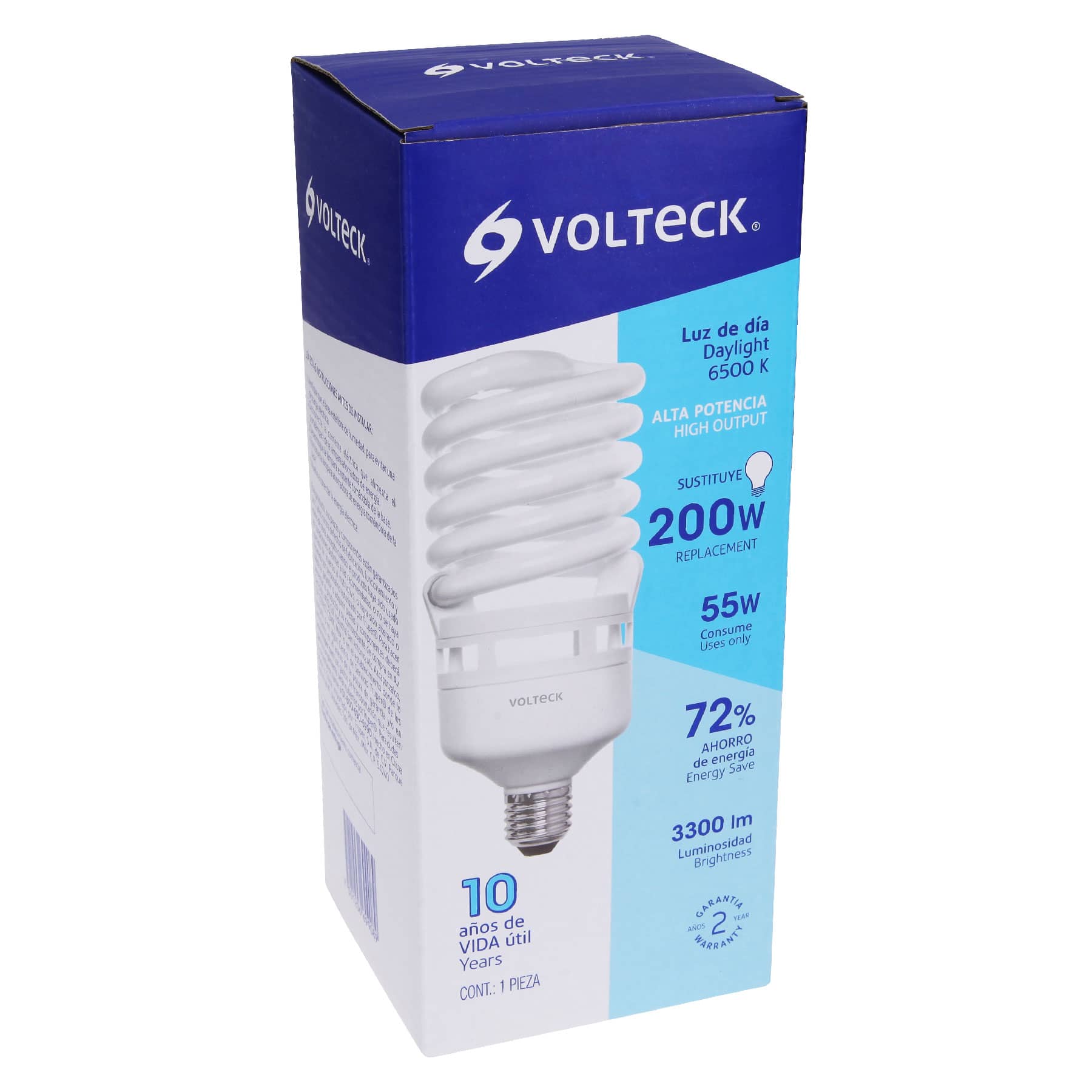 Foto 2 | Lámpara Espiral Volteck F-55E4 color Blanco Alta Potencia Luz de Día T4 55 W