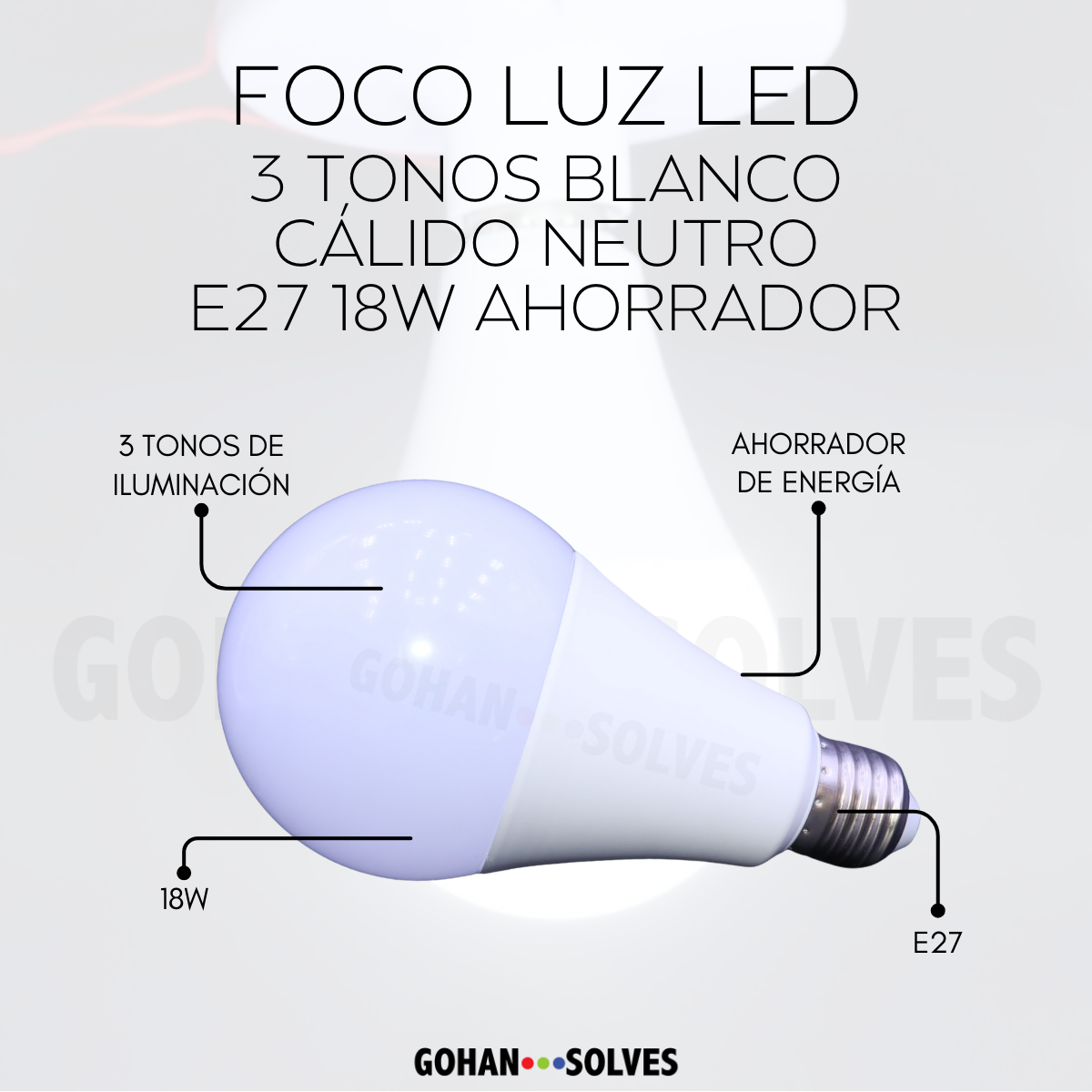 Foto 8 pulgar | Foco Luz Led 3 Tonos: Blanco Cálido/Neutro/Blanco Frío para Iluminar con Estilo y Versatilidad