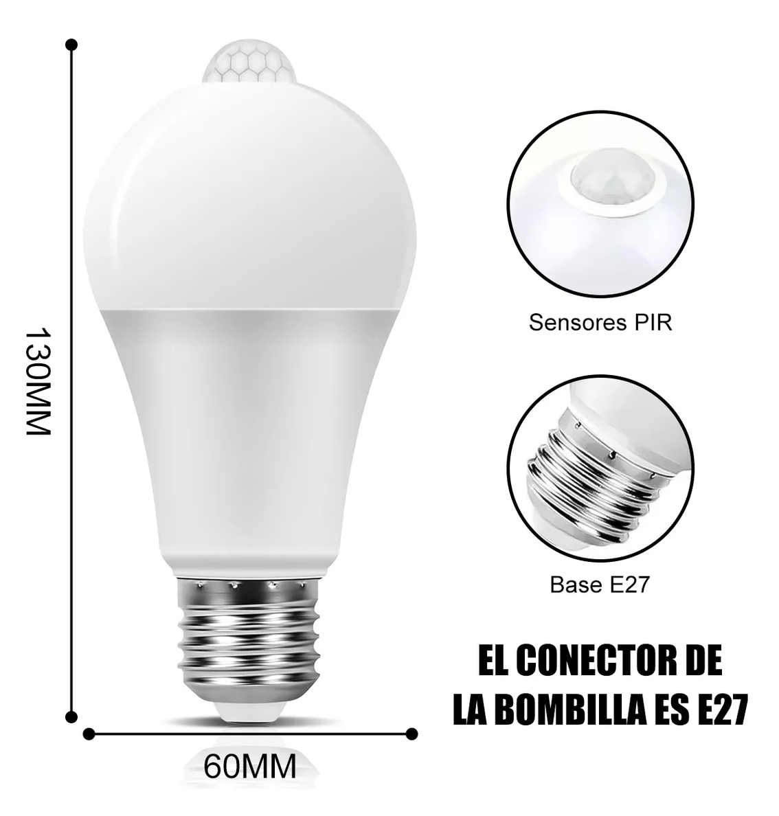 Foto 3 pulgar | Focos De Led Bombillas 9w E27 Con Sensor De Movimiento 6 Pcs