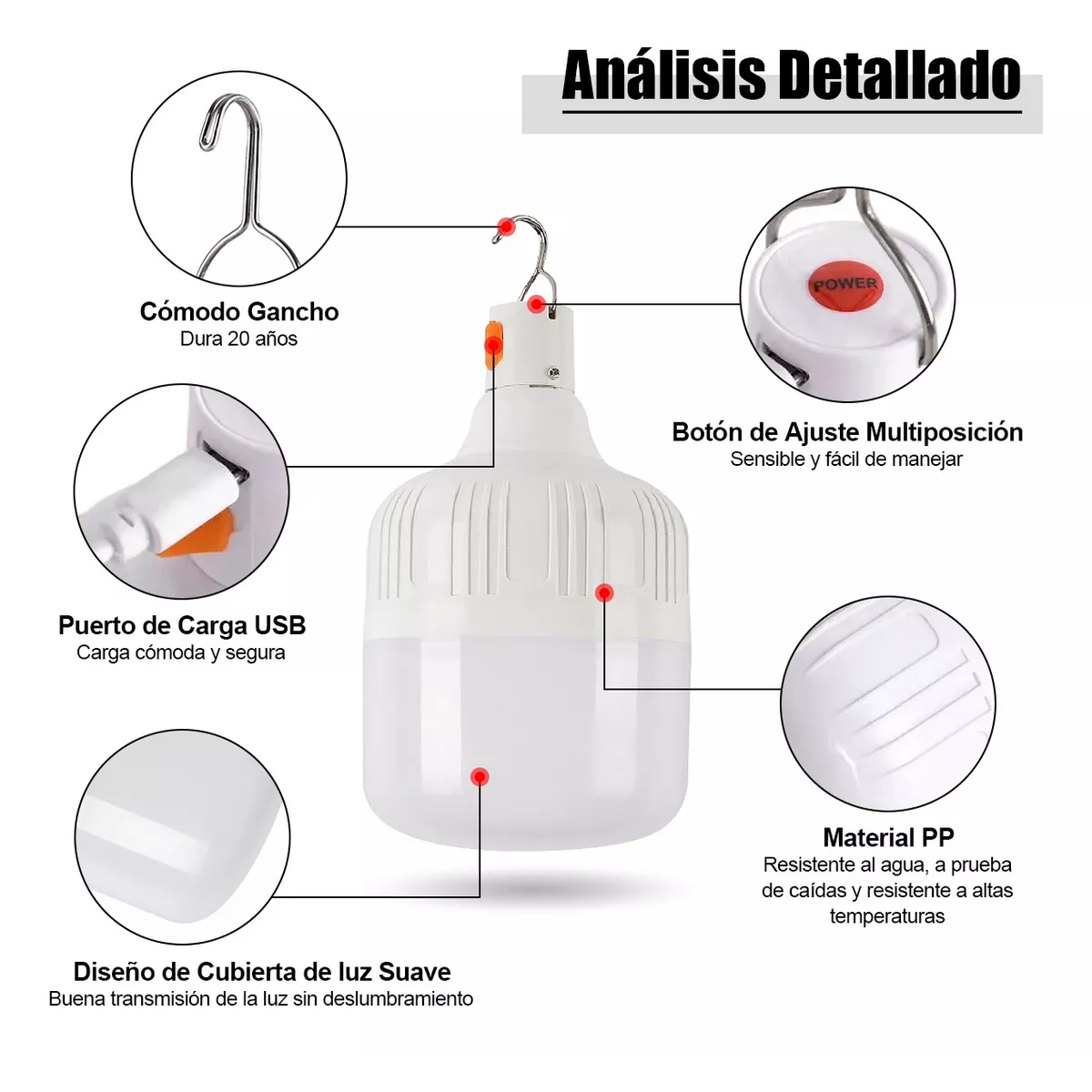 Foto 2 | Focos Hogar Portatil Gancho Led Usb Recargables 10 Piezas