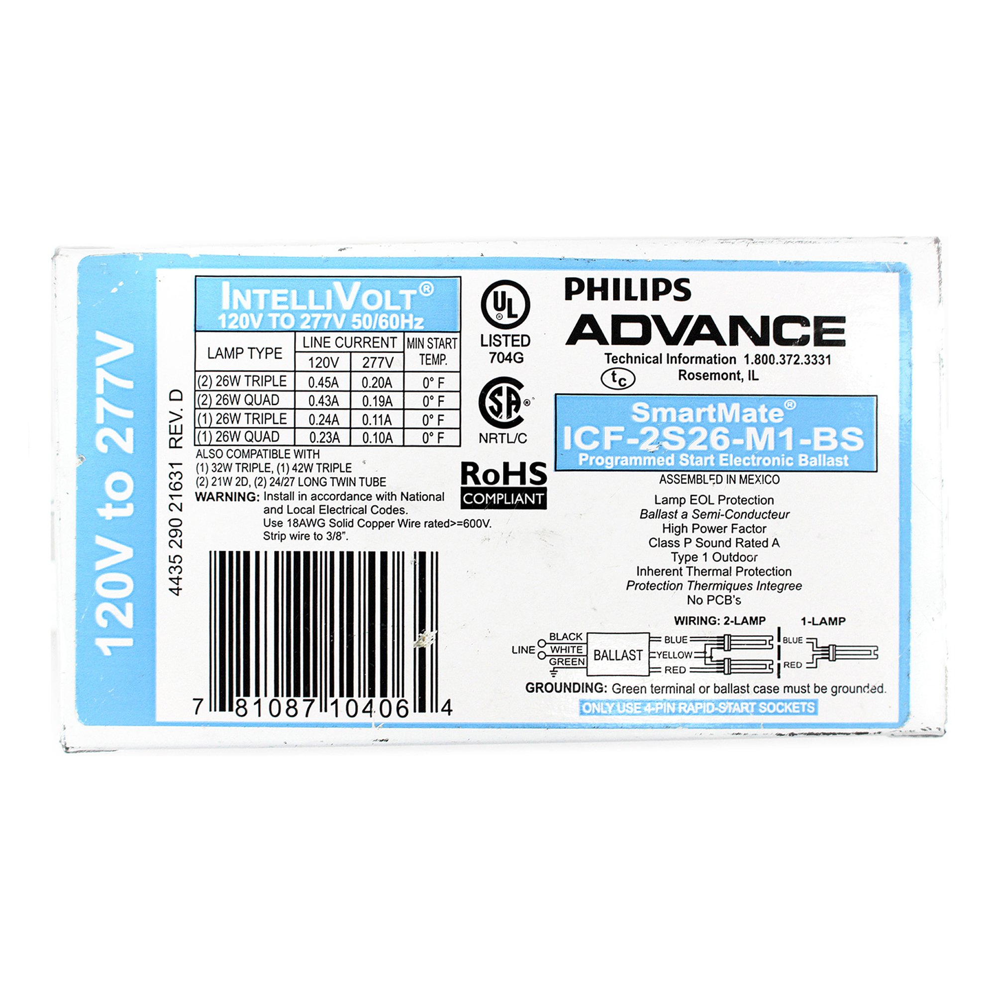 Foto 2 pulgar | Balastro Fluorescente Compacto Advance Icf-2s26-m1-bs 26w - Venta Internacional.