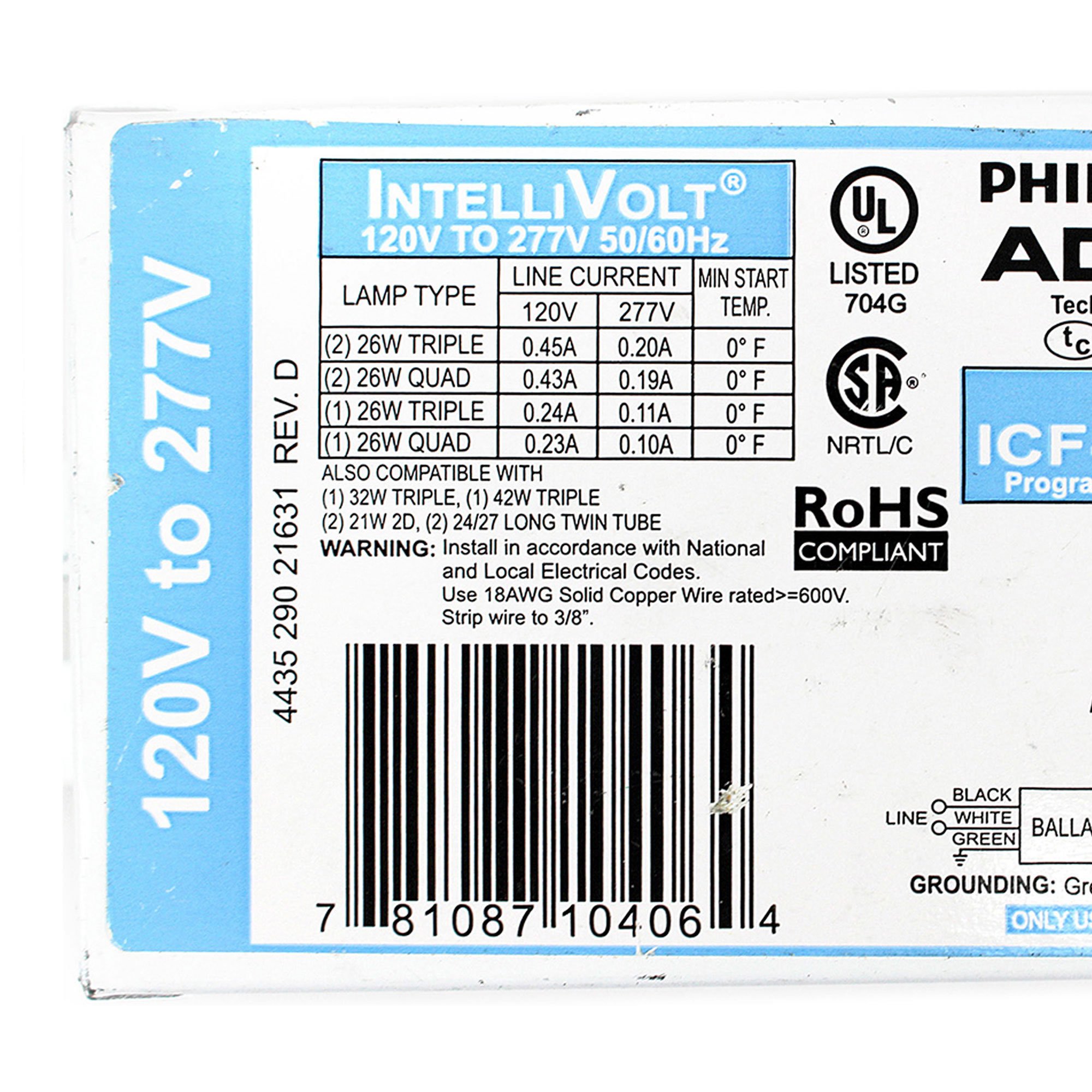 Foto 3 pulgar | Balastro Fluorescente Compacto Advance Icf-2s26-m1-bs 26w - Venta Internacional.