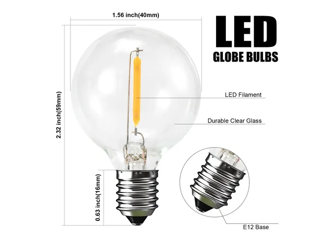 Foto 2 | Xtellar 25pcs Focos Led Premium Para Guirnalda G40 - Iluminación De Alta Calidad Y Ahorro De Energía
