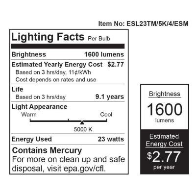 Foto 3 | Bombilla Ecosmart Cfl En Espiral Equivalente A 100 W  Luz Diurna  5000 K - Venta Internacional.