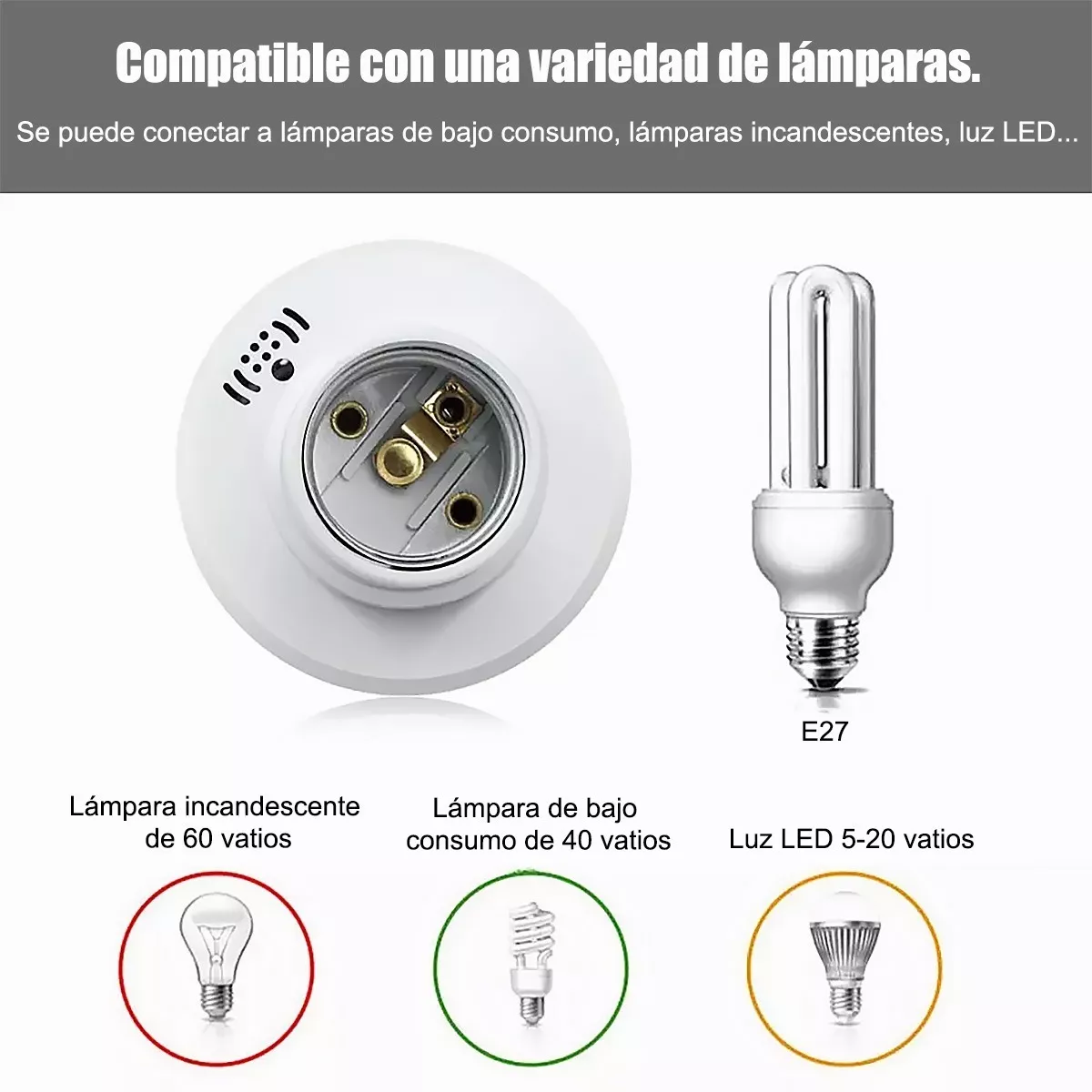 Foto 4 pulgar | Socket De Foco A Control Remoto Inalámbrico Inteligente Eo Safe Imports Esi-8471 Blanco