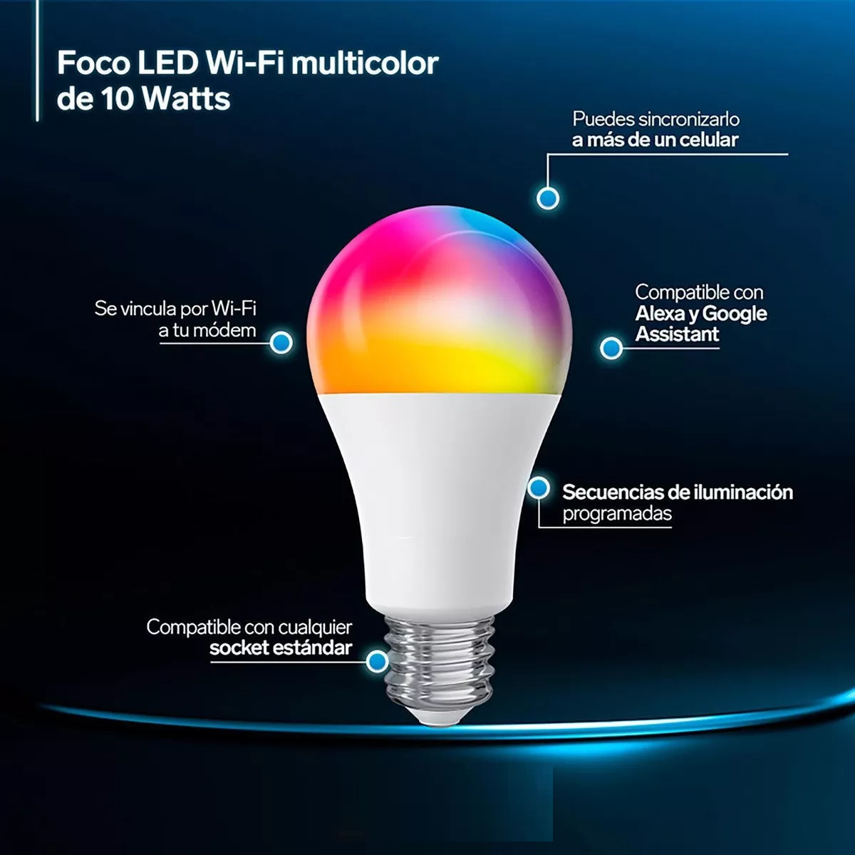 Foto 4 pulgar | Set de 3 Focos Led Wi-fi Multicolor 10 W Rgb Eo Safe Imports Esi-11651 Multicolor