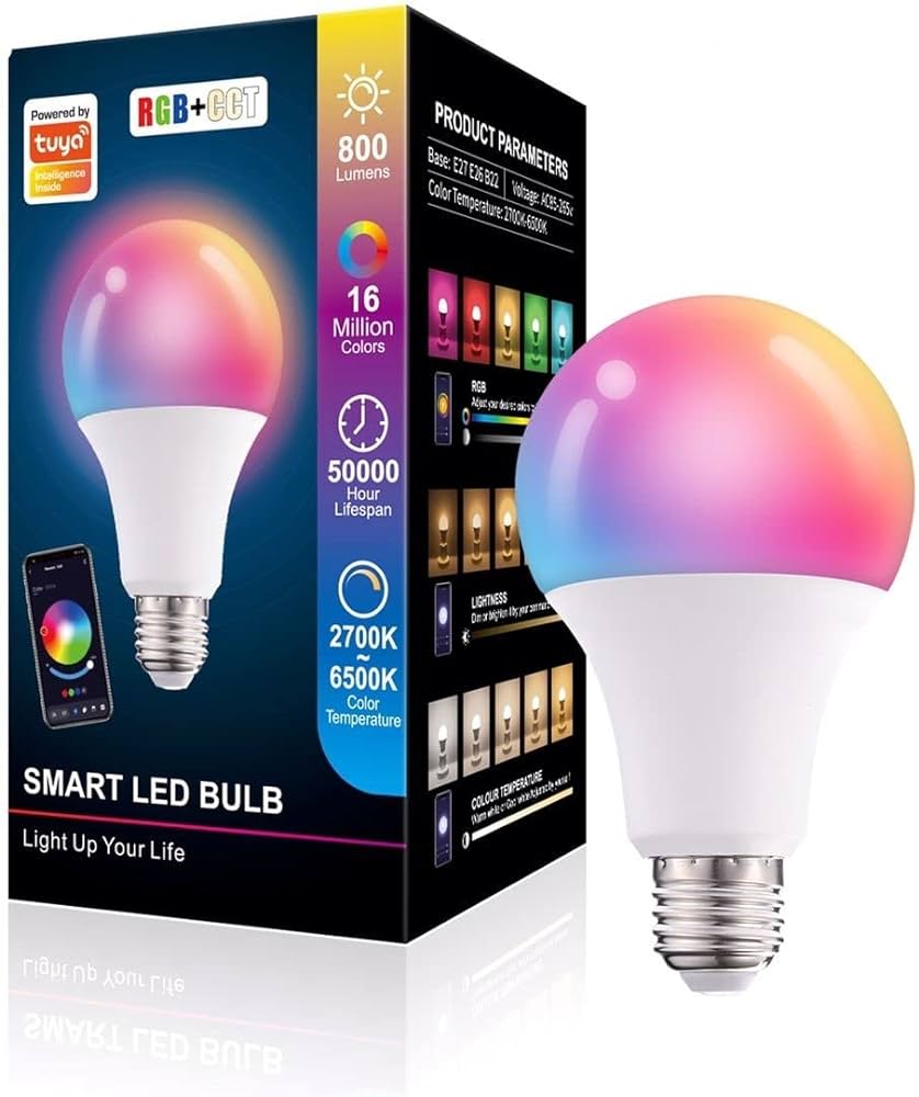 Foto 2 pulgar | Foco Led Inteligente 10w Rgb + Cct Con Alexa Google Siri Multicolor