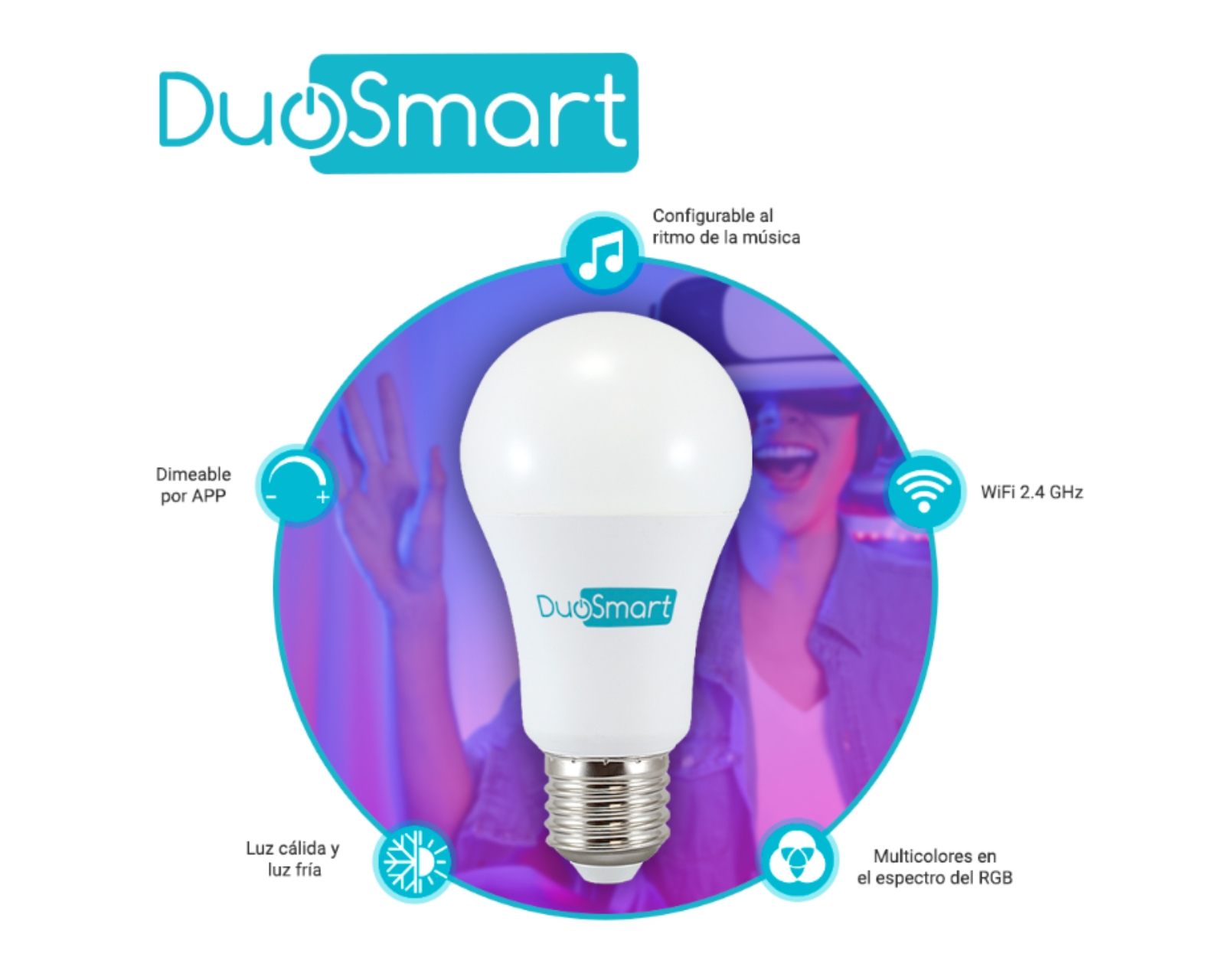 Foto 2 | Foco Inteligente Rgb Wifi 2.4ghz, Duosmart S10, Compatible Con Alexa Y Google Home