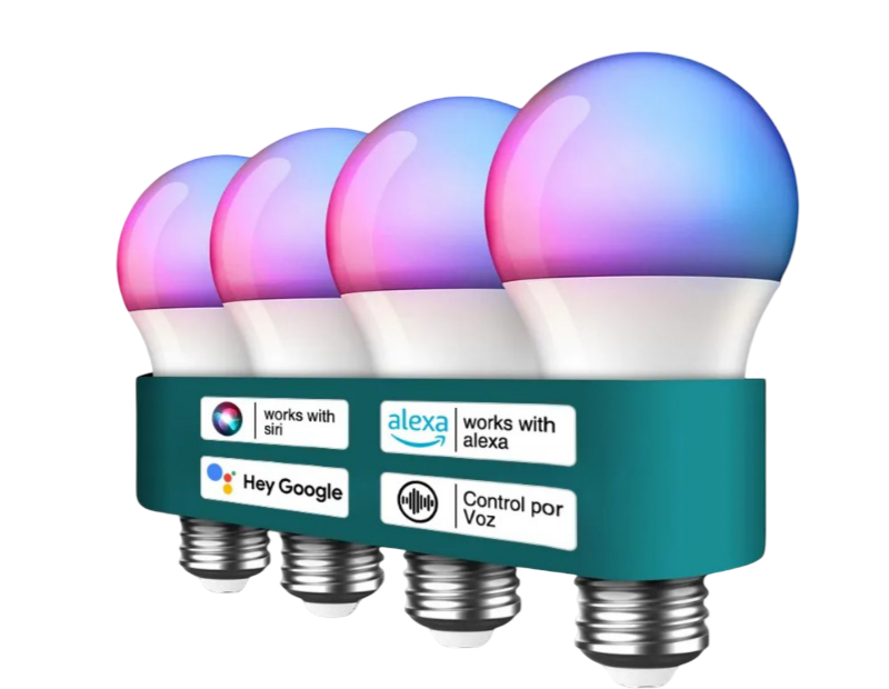 Foto 2 pulgar | Set Xtellar De 4 Focos Inteligentes Led - Personalización De Luz En Rgb Y Modo Música - Ahorro De Energía E27 Wifi 2.4