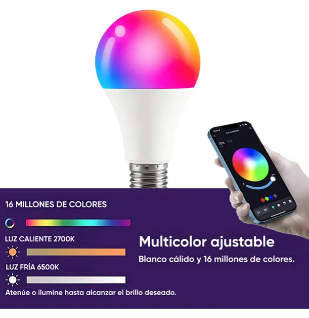 Foto 2 | Xtellar Foco Inteligente Led Rgb Controlado Por Voz Para Crear Ambientes Únicos – Compatible Con Alexa Y Google Assi