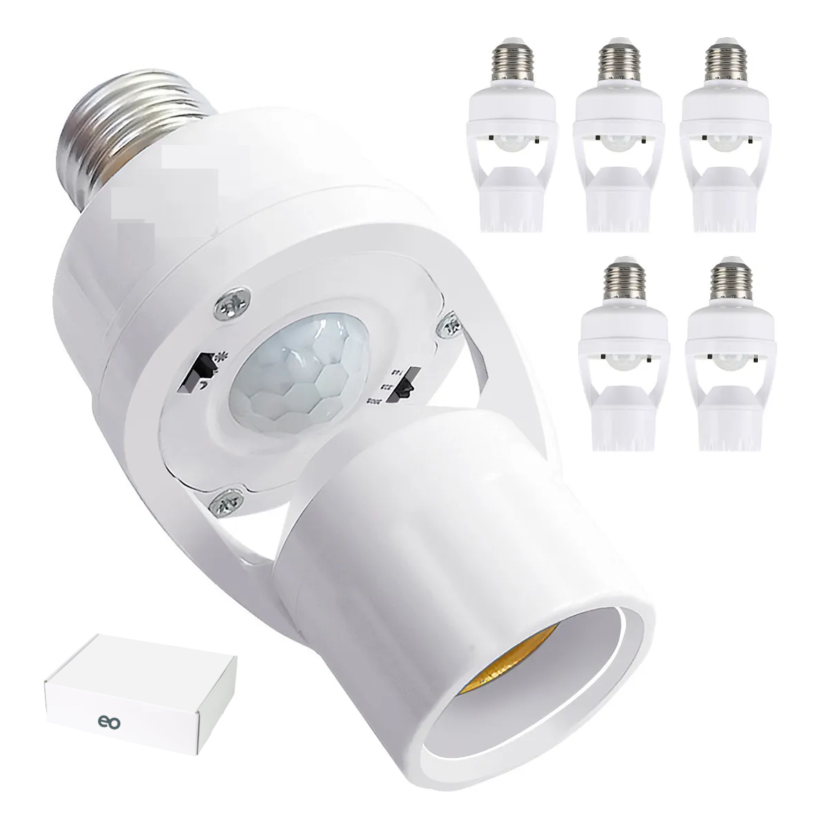 Foto 1 | 6pzs Socket Con Sensore De Movimiento 360° Y Luminosidad E27 Eo Safe Imports Esi-19555 Blanco