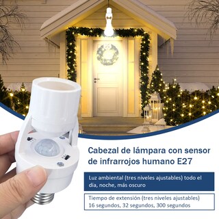 Foto 4 | 6pzs Socket Con Sensore De Movimiento 360° Y Luminosidad E27 Eo Safe Imports Esi-19555 Blanco