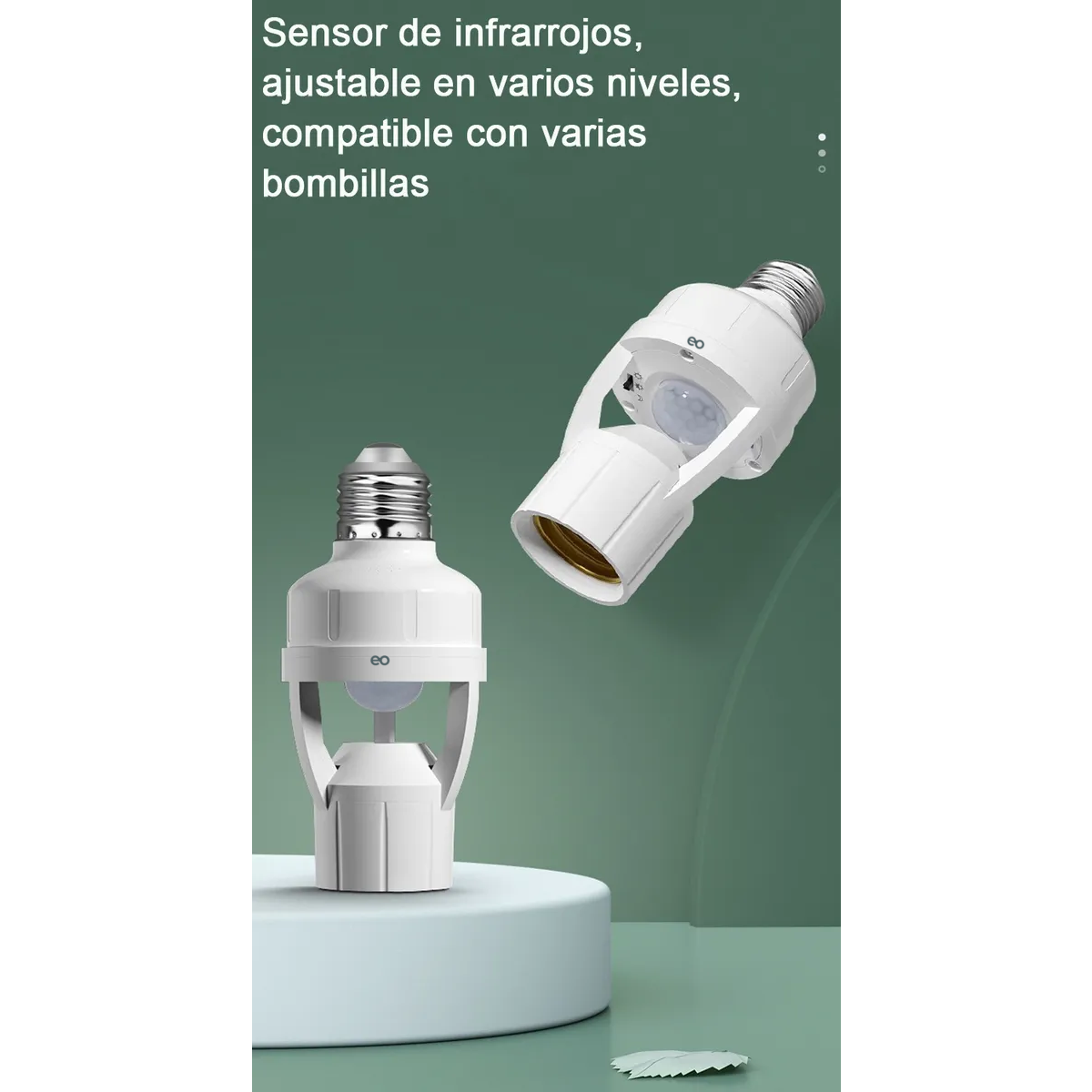 Foto 4 pulgar | 2 Porta Lámparas Sensor De Movimiento 360 Grados  Eo Safe Imports Esi-19556 Blanco