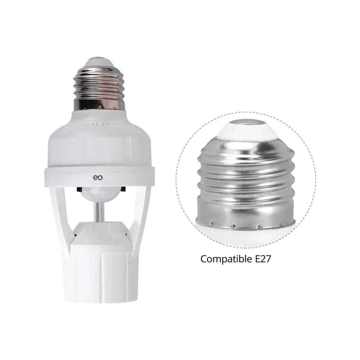 Foto 5 pulgar | 2 Porta Lámparas Sensor De Movimiento 360 Grados  Eo Safe Imports Esi-19556 Blanco