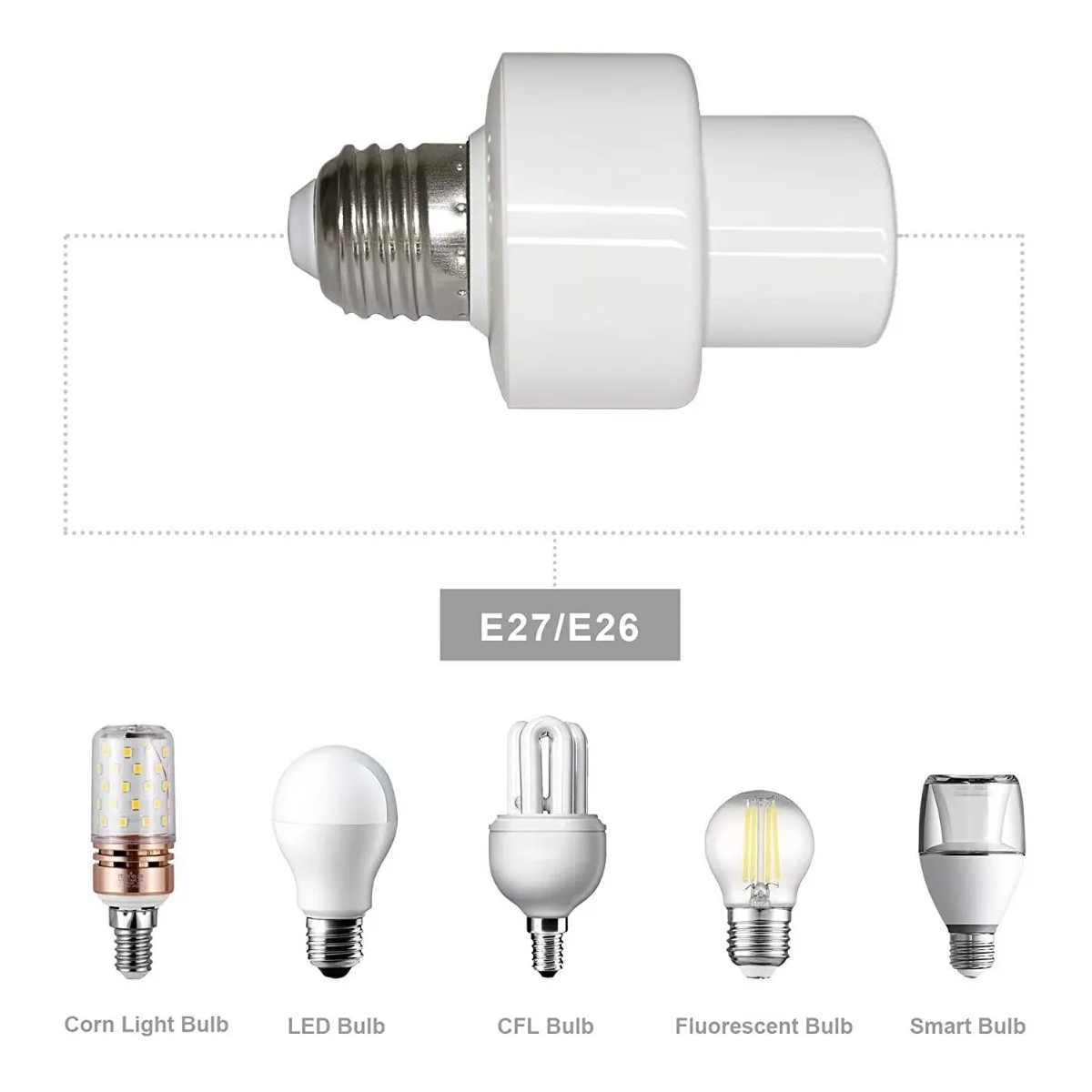 Foto 2 | 3pcs Socket Inteligente Wifi E27/e26 Adaptador De Foco Led Eo Safe Imports Esi-19554 Blanco