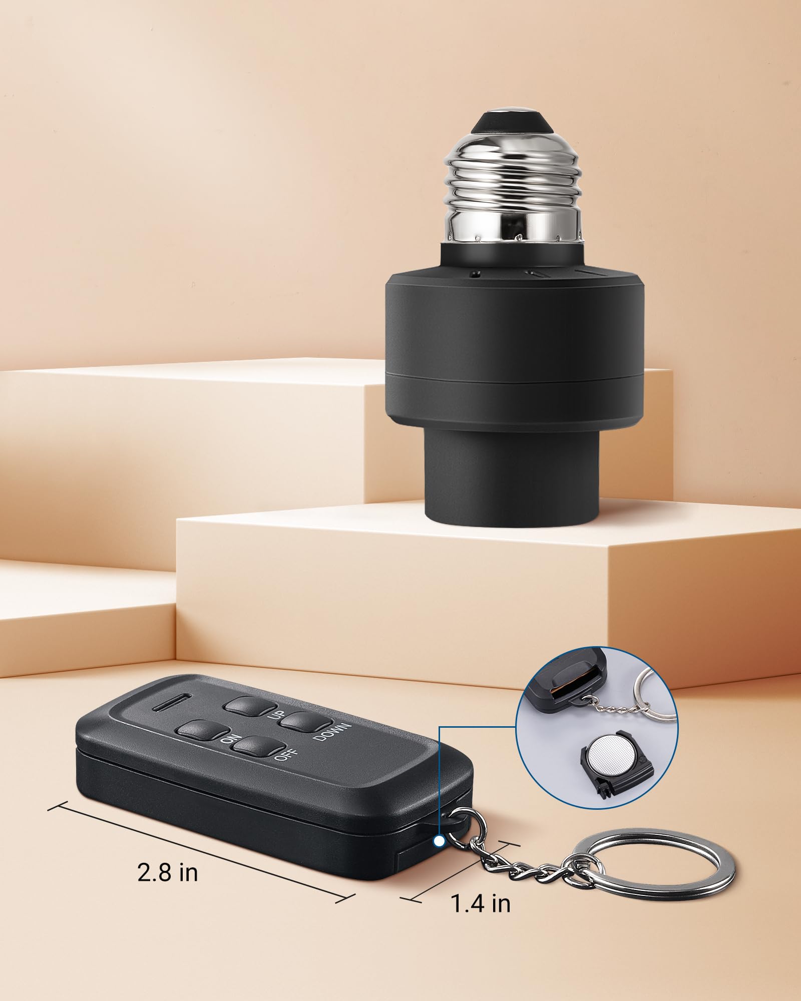 Foto 7 pulgar | Conector De Luz Con Mando A Distancia Dewenwils Dimmer E26 E27, Color Negro - Venta Internacional.