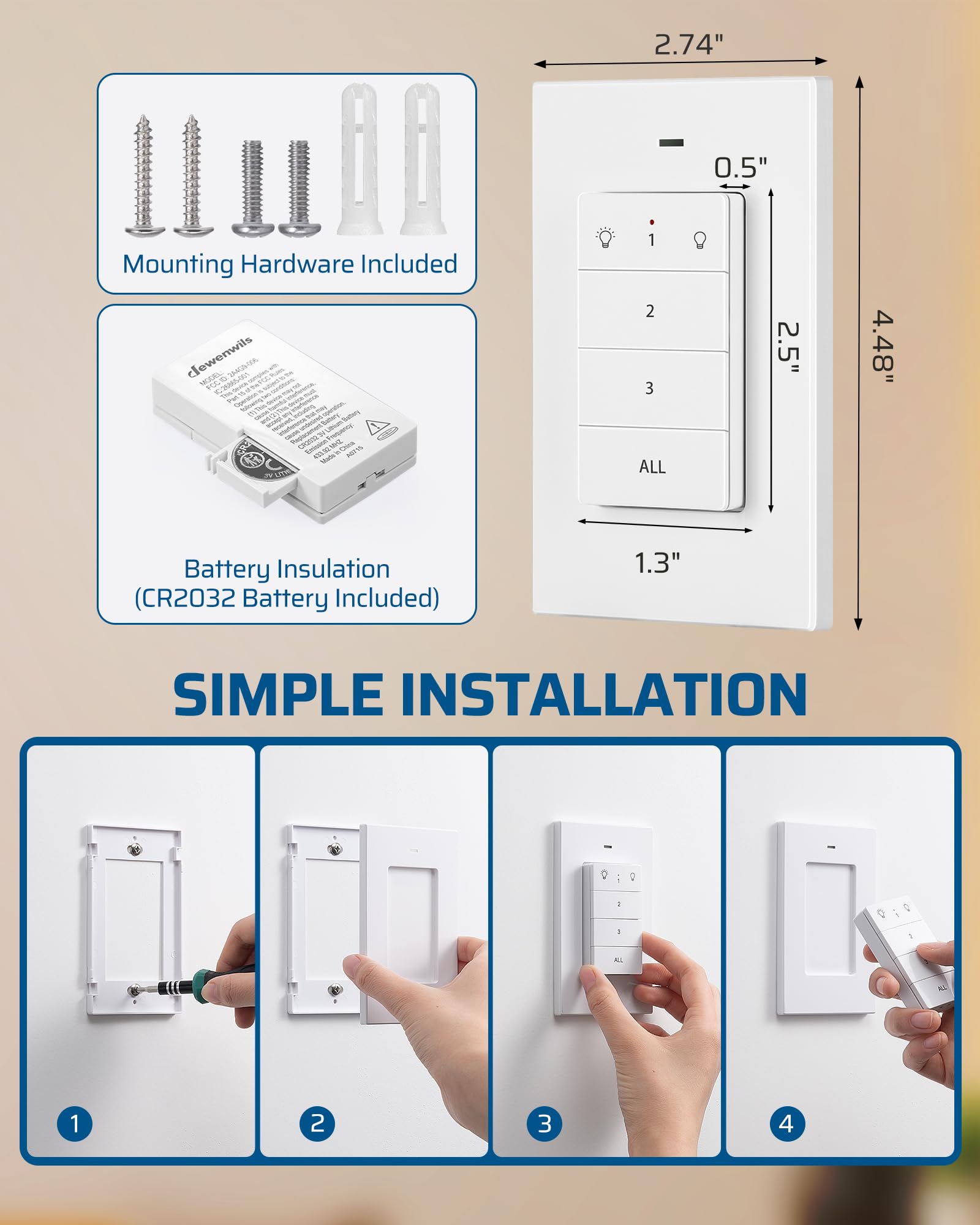 Foto 8 pulgar | Enchufe De Luz De Control Remoto Dewenwils Inalámbrico Con Alcance De 100 M - Venta Internacional.