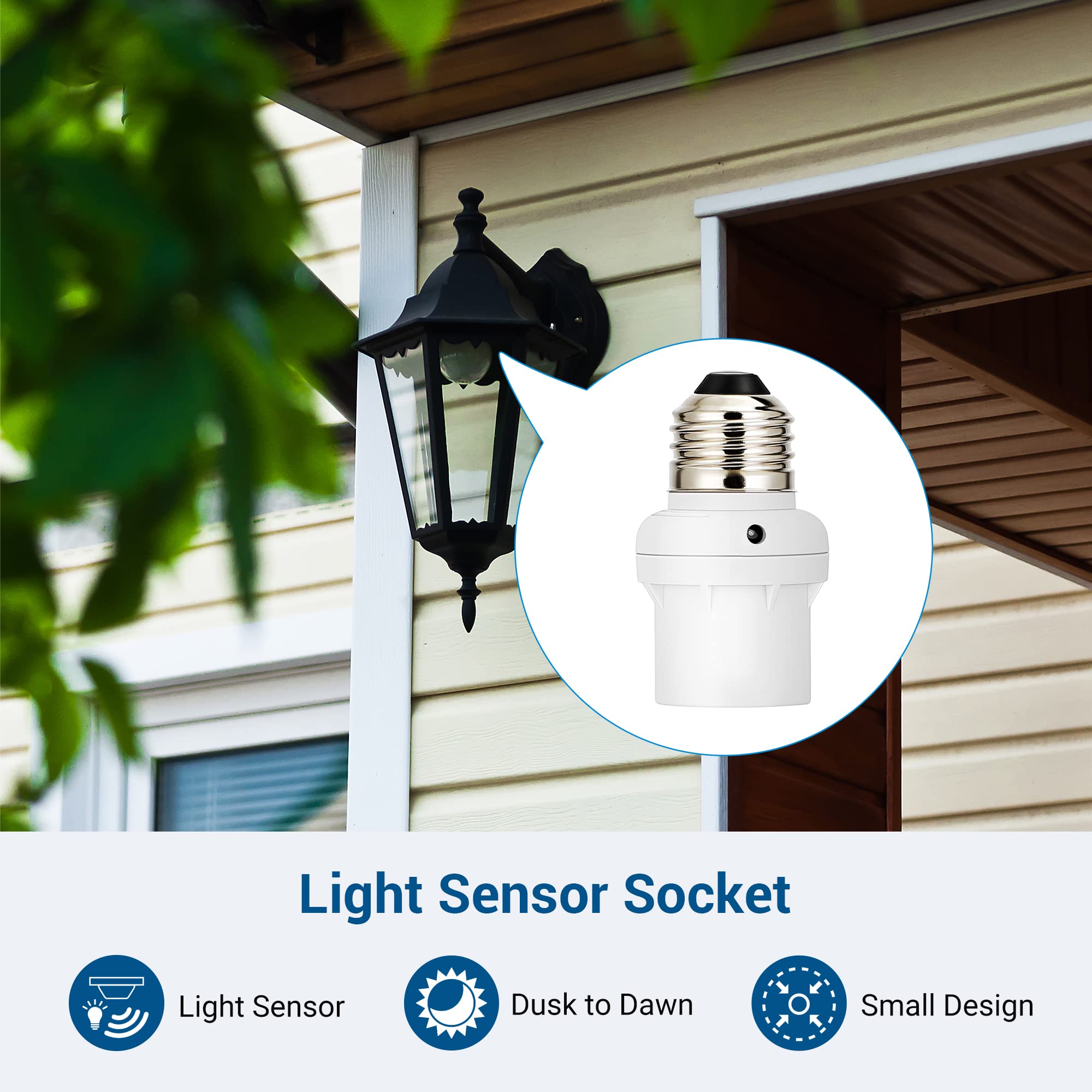 Foto 2 | Enchufe Para Sensor De Luz Dewenwils Dusk To Dawn E26 E27, Paquete De 6 - Venta Internacional.