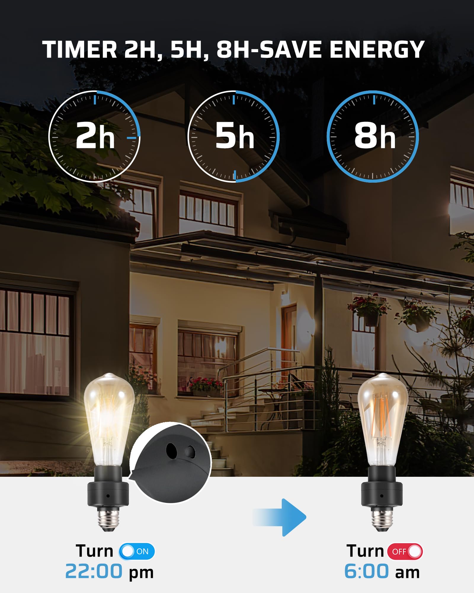 Foto 4 pulgar | Enchufe Para Sensor De Luz Dewenwils Dusk To Dawn Con Temporizador E26, Paquete De 2 - Venta Internacional.