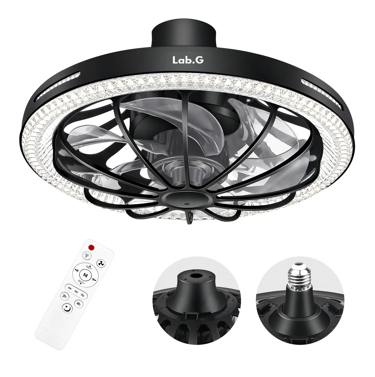 Foto 2 | Ventilador De Luz Con Mando A Distancia  Negro