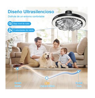 Foto 4 | Ventilador De Luz Con Mando A Distancia Negro