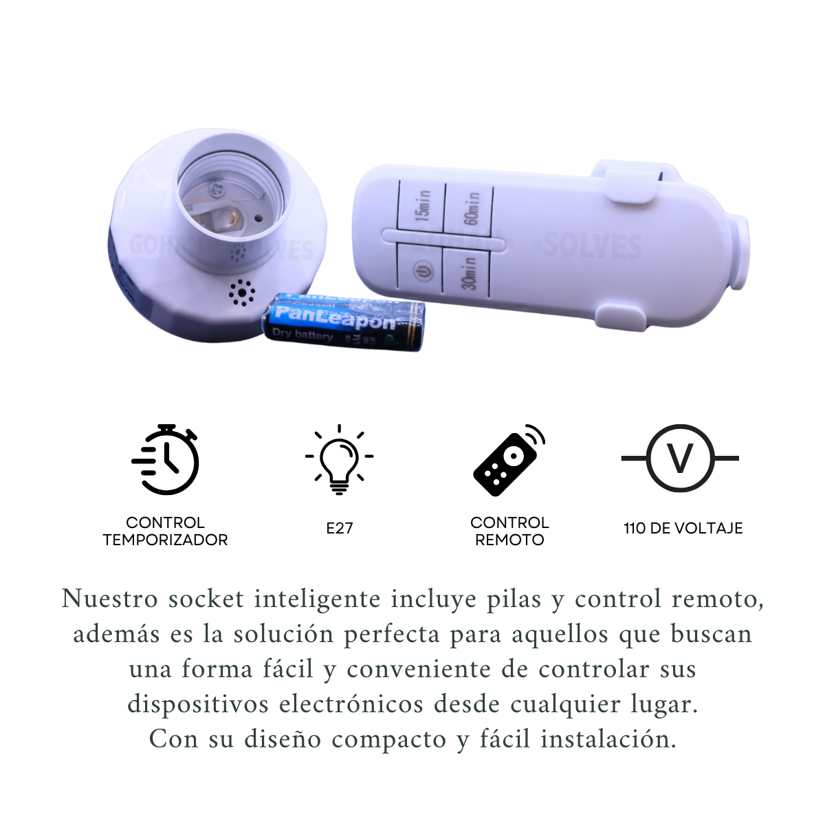 Foto 4 pulgar | Socket Inteligente Con Control Remoto Para Foco E27 Normal
