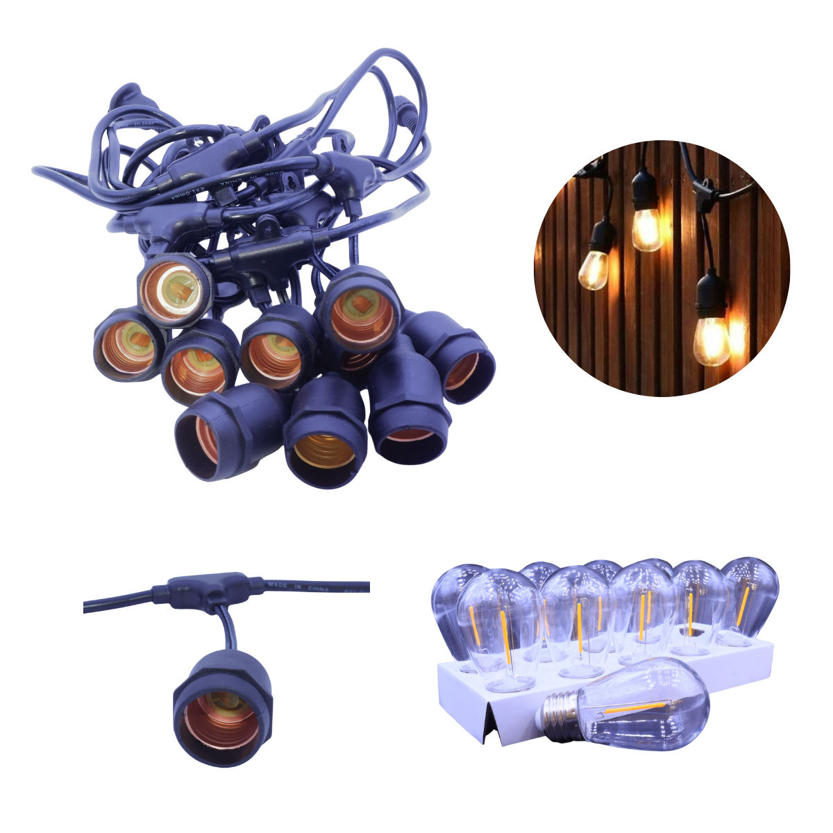 Foto 2 pulgar | Luces Para Jardín Exterior, Guirnalda Led 5 Metros Con 10 Sockets Base E26 / 27, Ahorro De Energía, Impermeabl