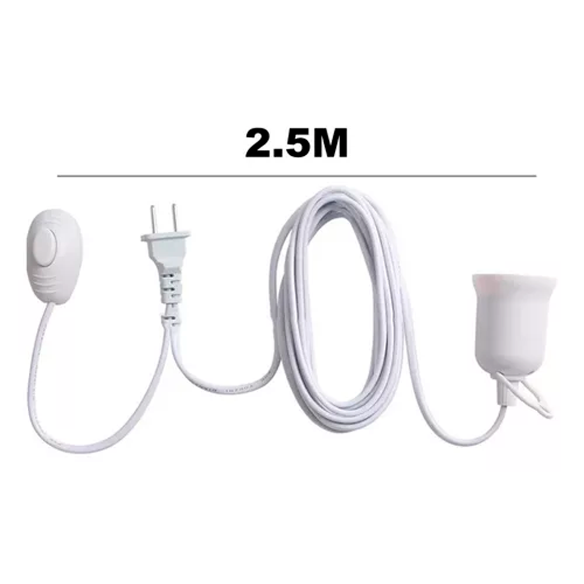 Foto 2 | Extensión Eléctrica Con Socket Para Foco De 2.5 Metros, Portalámpara Color Blanco
