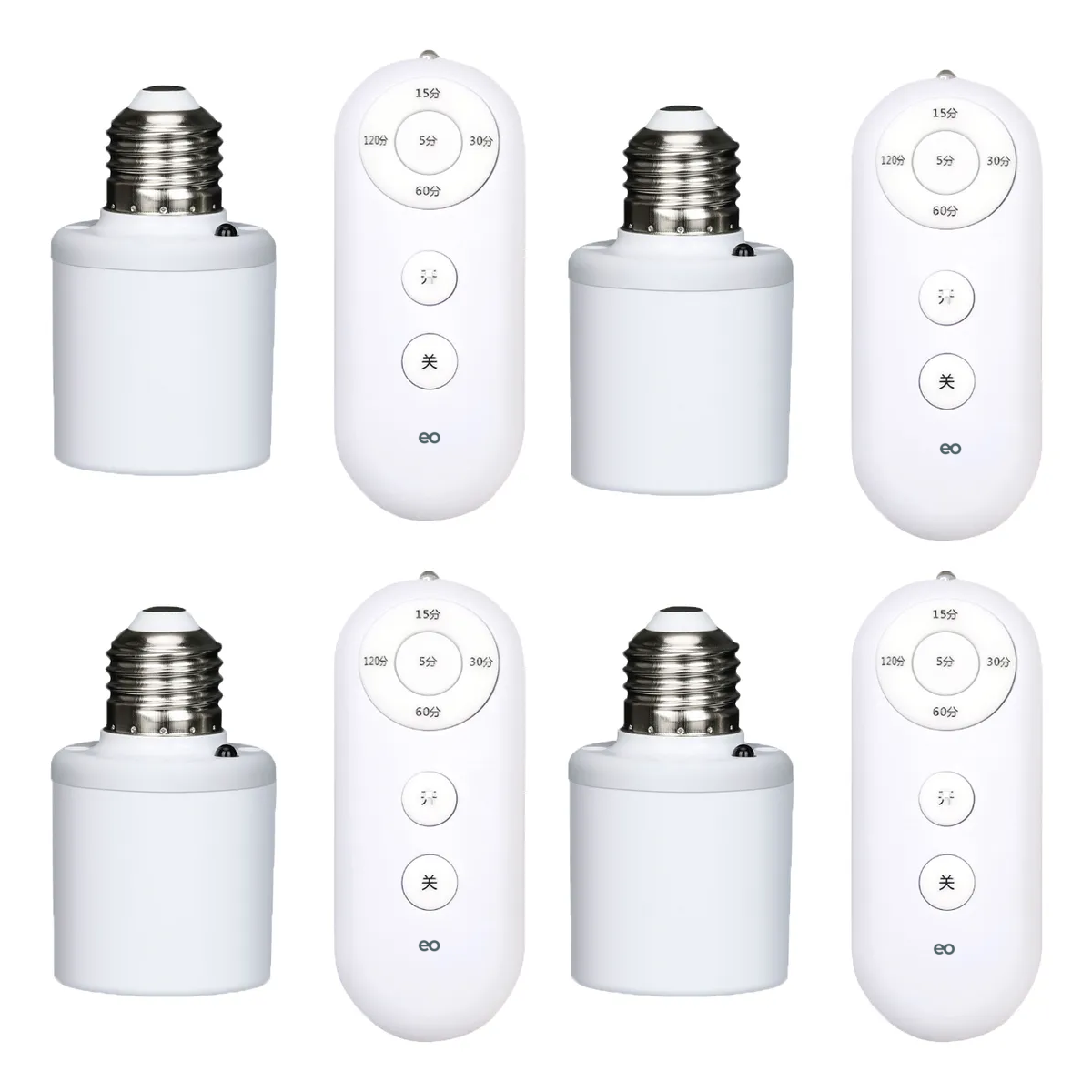 Foto 1 | Socket 4 Pcs E27 Doméstica Focos Con Control Remoto Portalámpara Eo Safe Imports Esi-19559 Blanco