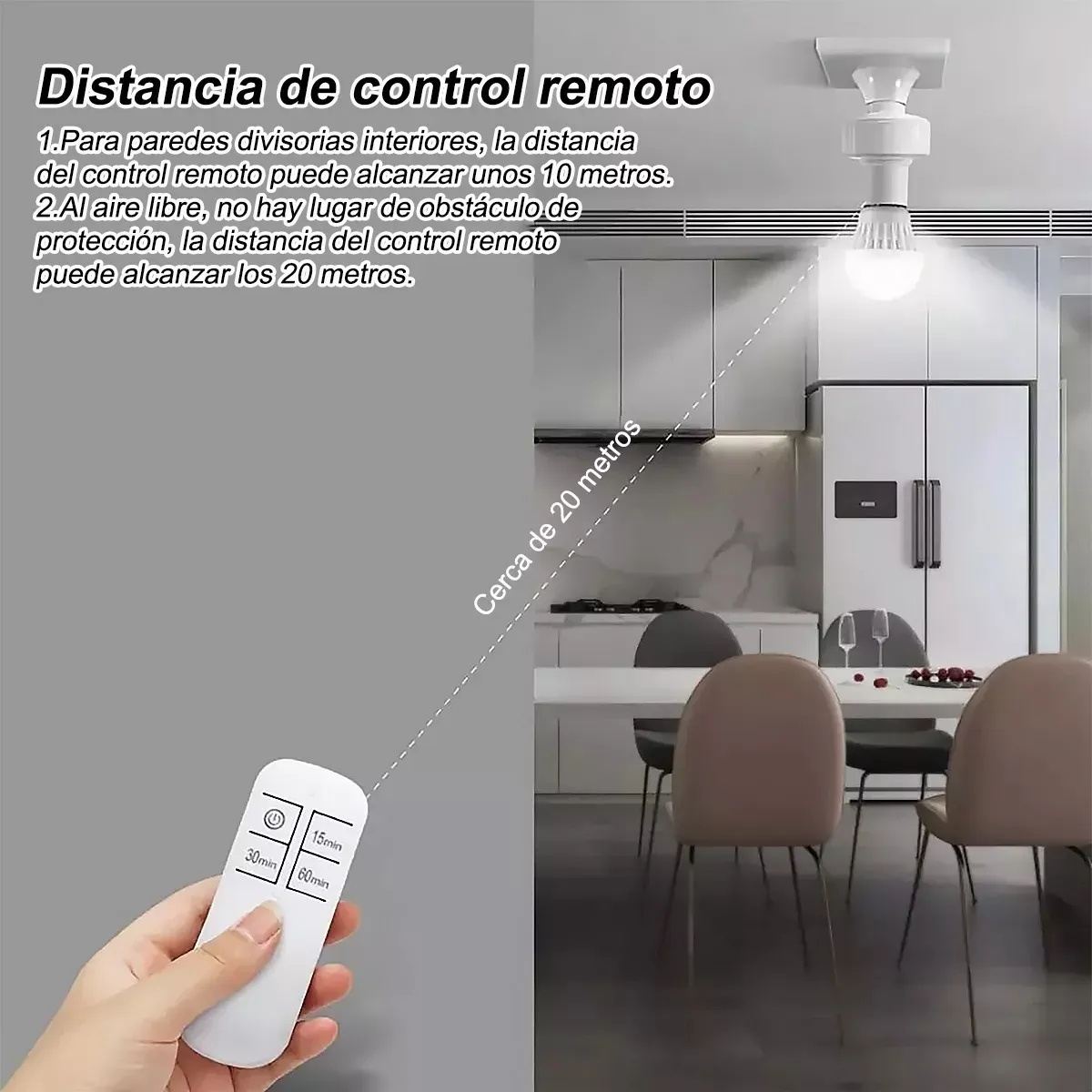 Foto 5 pulgar | Socket De Foco A Control Remoto Inalámbrico Inteligente E27 Eo Safe Imports Esi-19558 Blanco