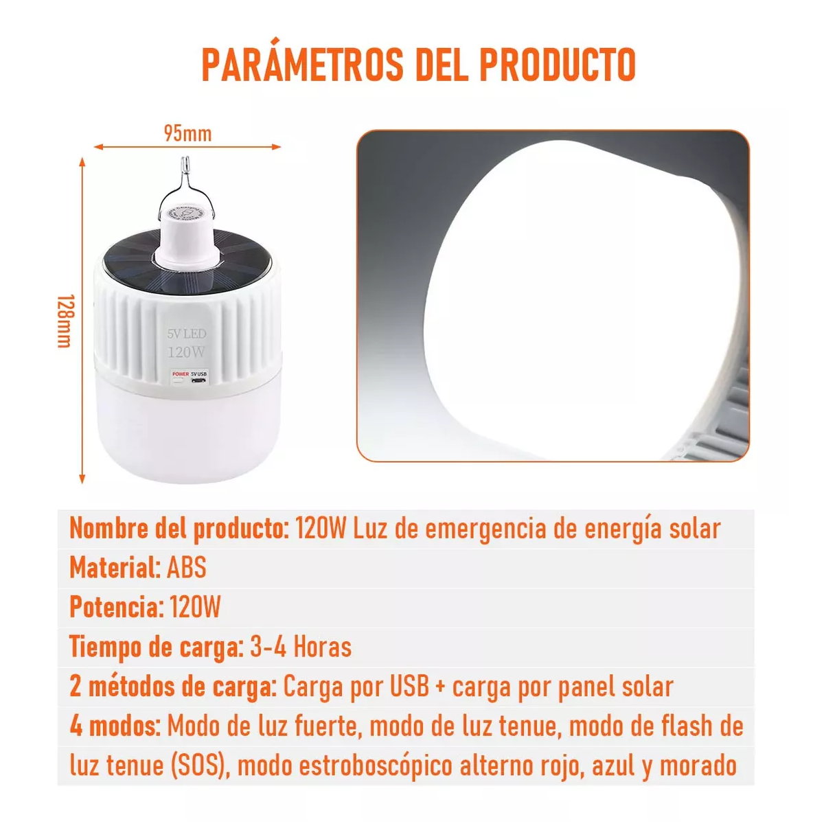 Foto 3 pulgar | Focos Led Usb Recargables 40 w 6 piezas