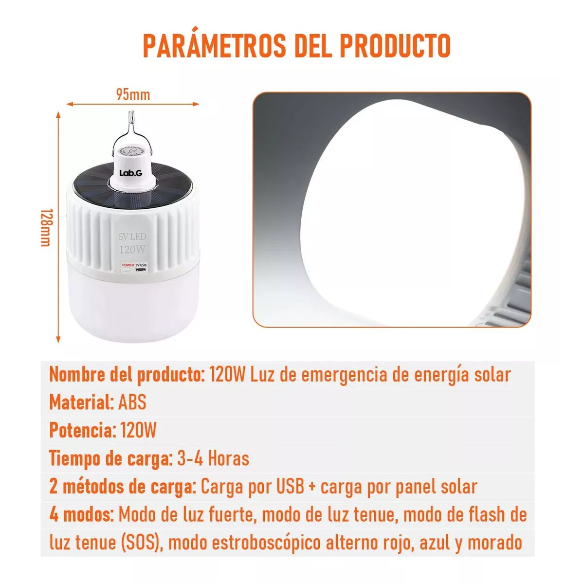 Foto 2 | Focos Hogar Portátiles Lab.G con Gancho Led USB Recargables 40w 6 Piezas Blanco