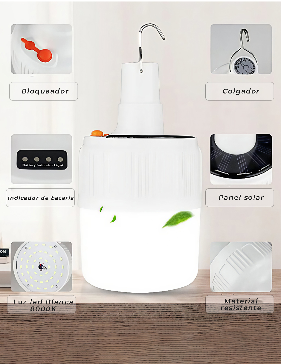 Foto 6 pulgar | Set 3 Focos Led Solares Emergencia 45w Recargables Usb Luz Fría 8000k
