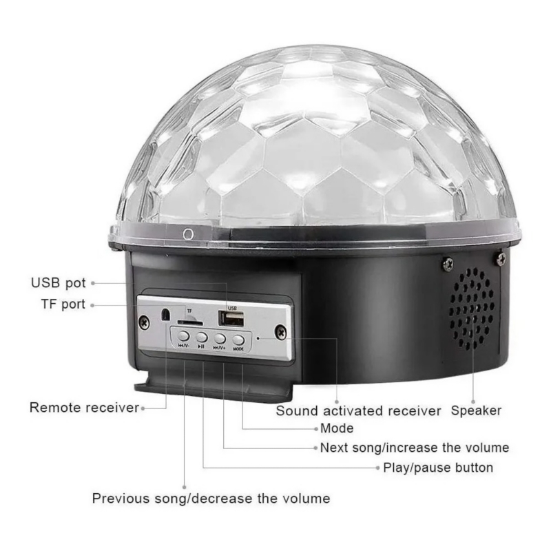 Foto 4 pulgar | Bola De Disco Rítmica Con Luces De Fiesta Bluetooth - Venta Internacional.