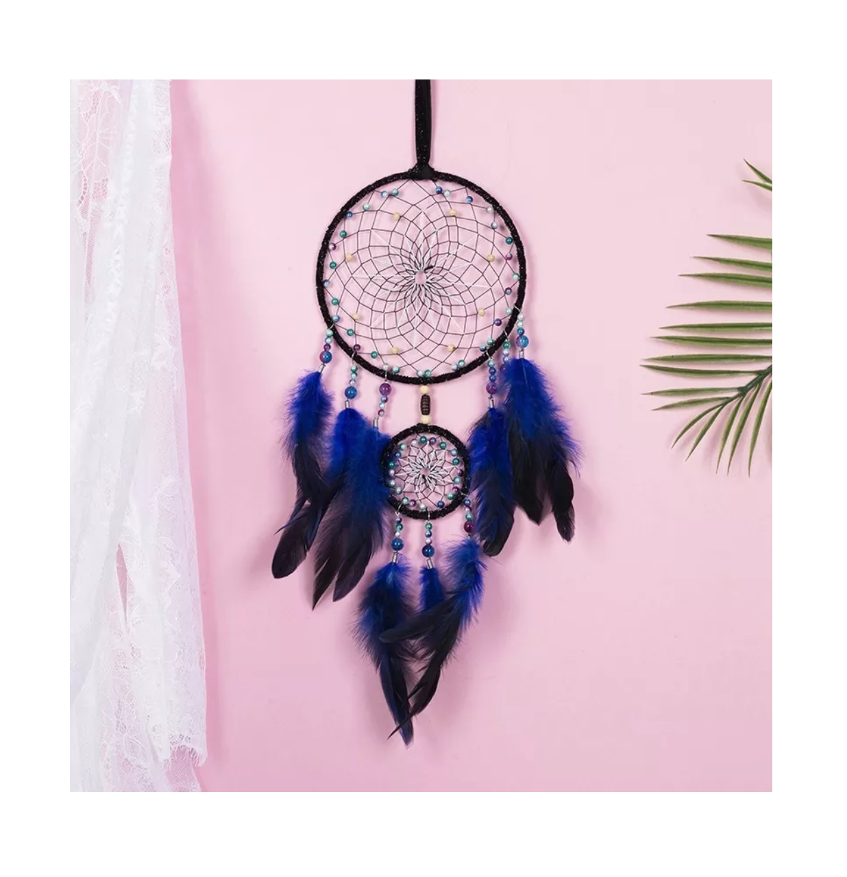 Foto 5 pulgar | Atrapasueños Retro Con Luces Para Decoración Azul