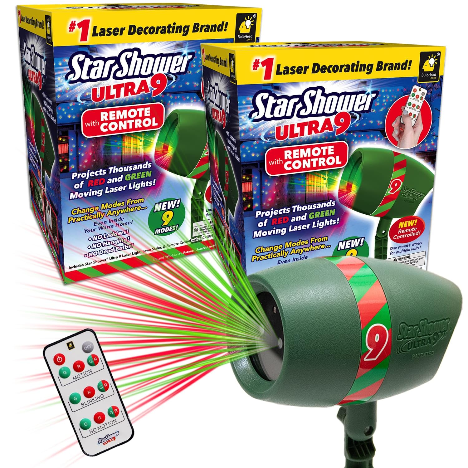 Foto 2 pulgar | Proyector Láser Navideño Star Shower Ultra 9 Para Exteriores, Paquete De 2 - Venta Internacional.