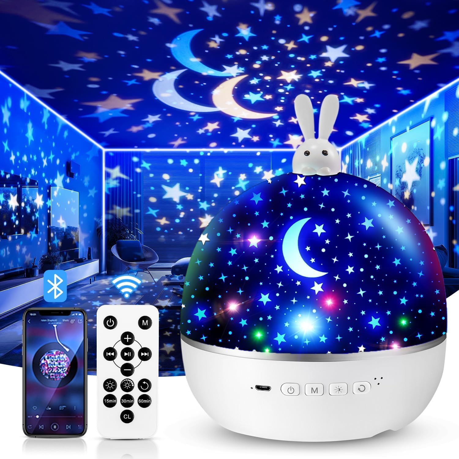 Proyector De Luz Nocturna One Fire +15 Filma Música Bluetooth - Venta Internacional.