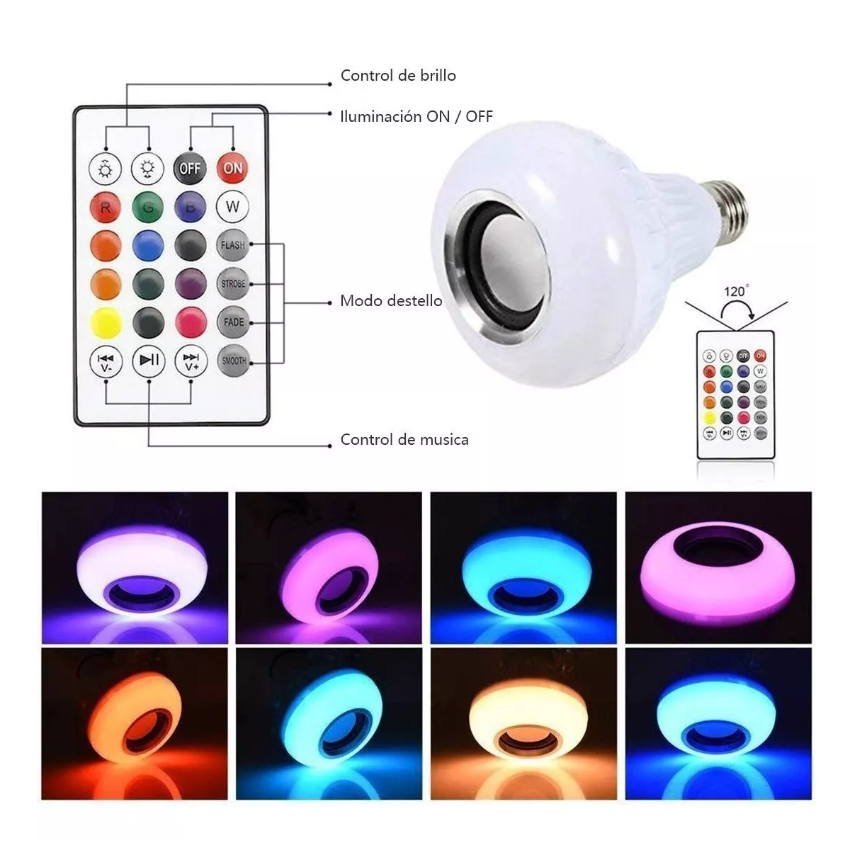 Foto 4 pulgar | Foco Bocina Bluetooth Bombilla Led Inteligente Eo Safe Imports ESI-5231 Blanco