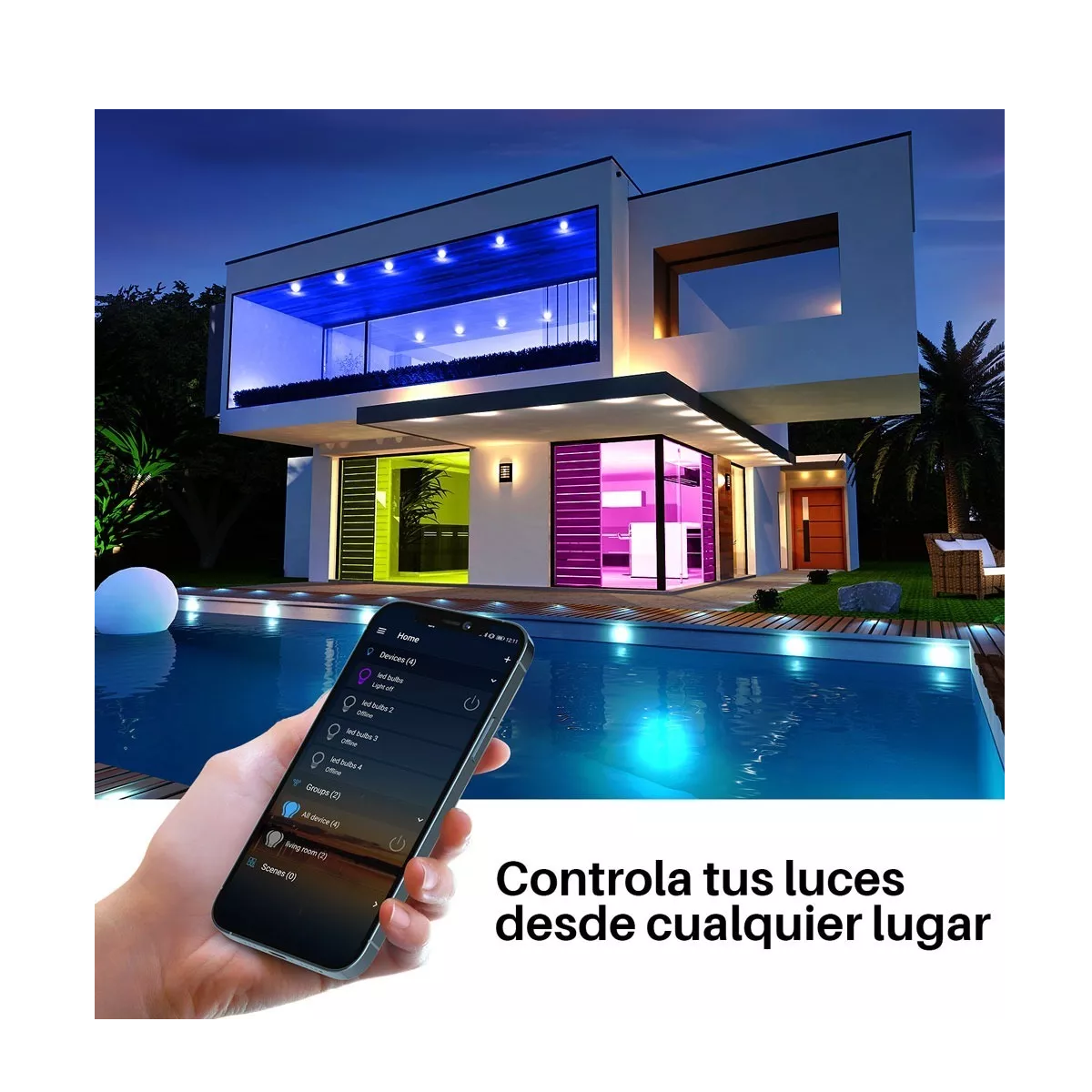 Foto 4 pulgar | Set 4 Foco Led Inteligente Rgbcw Wifi  Ajustable Multicolor Eo Safe Imports Esi-6927 Multicolor