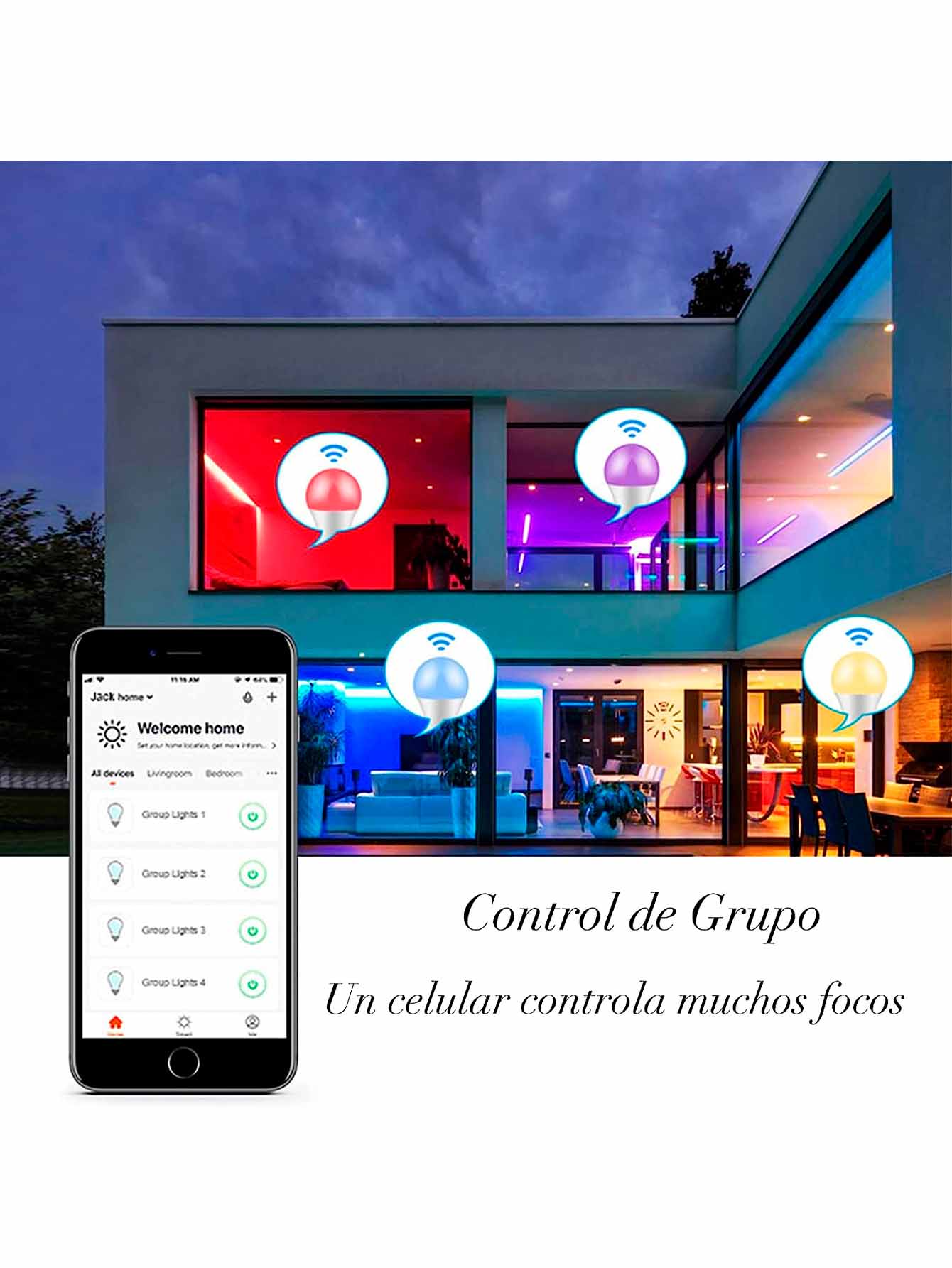 Foto 4 | Foco Wifi Fratech con Luz Rgb Y Blanca con Conexión Inteligente