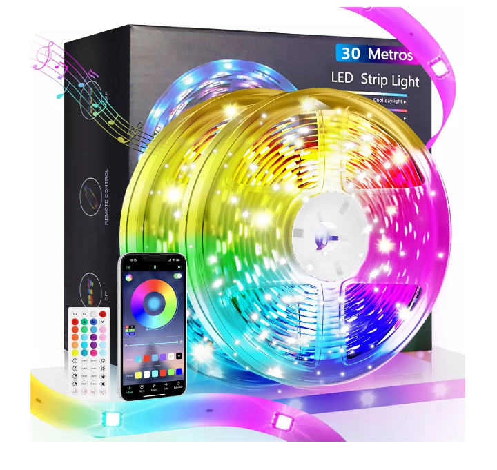 Tira De Luces Led Rgb 30m Bluetooth App Control Música Ritmo Color: Multiples Wünd