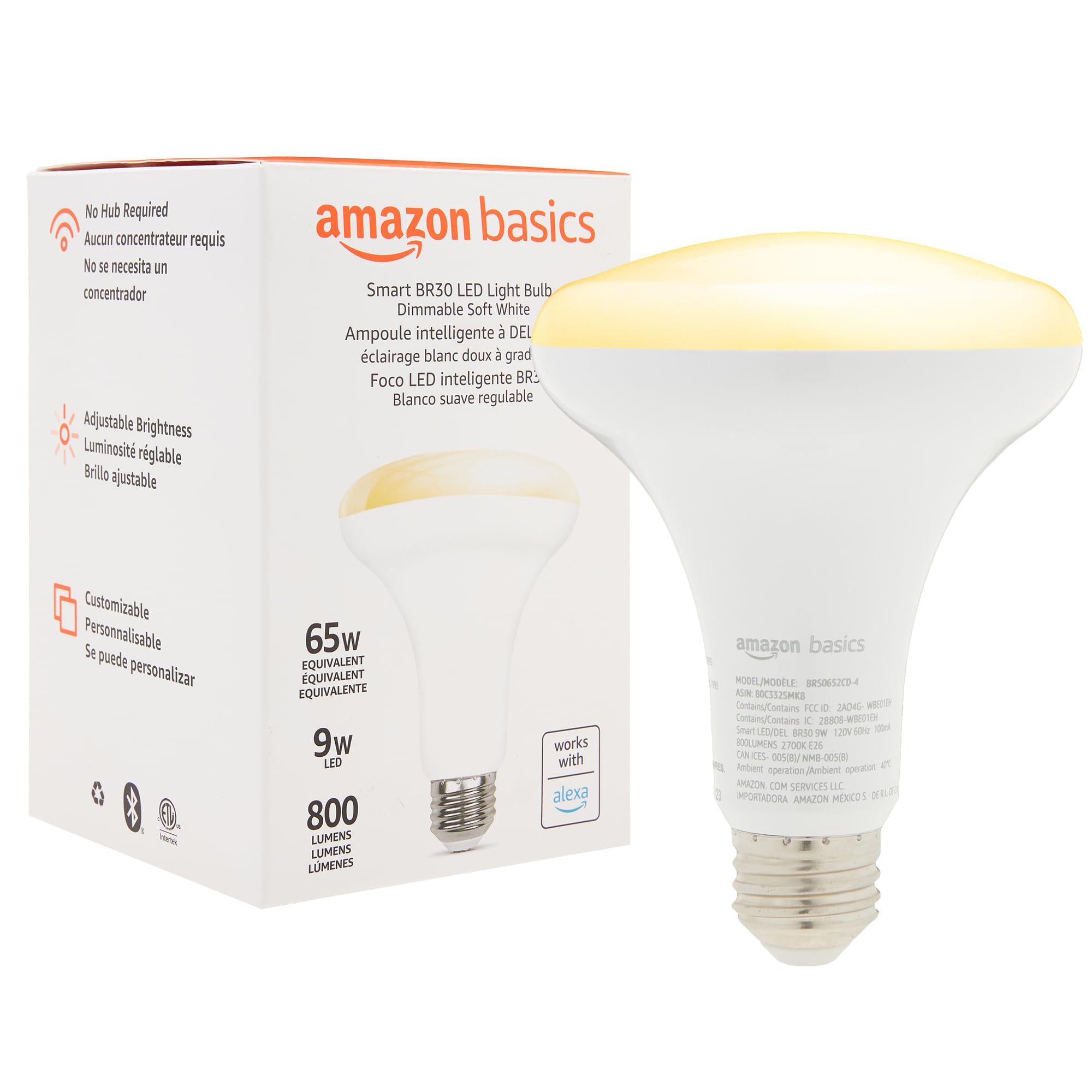 Foto 2 pulgar | Bombilla Led Inteligente Amazon Basics Br30 9 W 800 Lm 2700 K, Paquete De 1 - Venta Internacional.