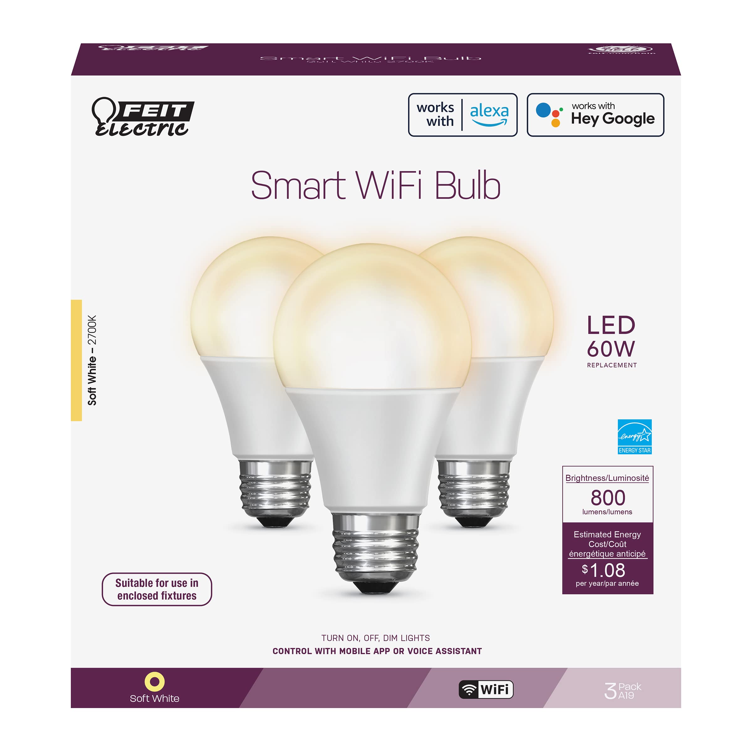 Foto 2 | Foco Inteligente Feit Electric 9 W 3 Piezas - Venta Internacional
