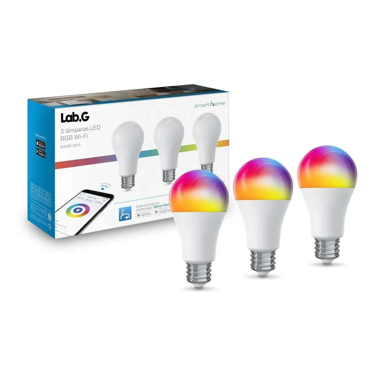 Foto 2 | 3 Focos Led Wi-fi Multicolor, De 10 W Lab.g Blanco