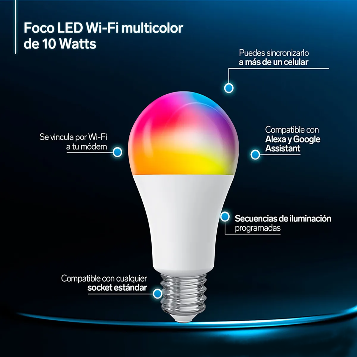 Foto 6 pulgar | Foco Led Wi-fi Multicolor, De 10w Lab.g Blanco