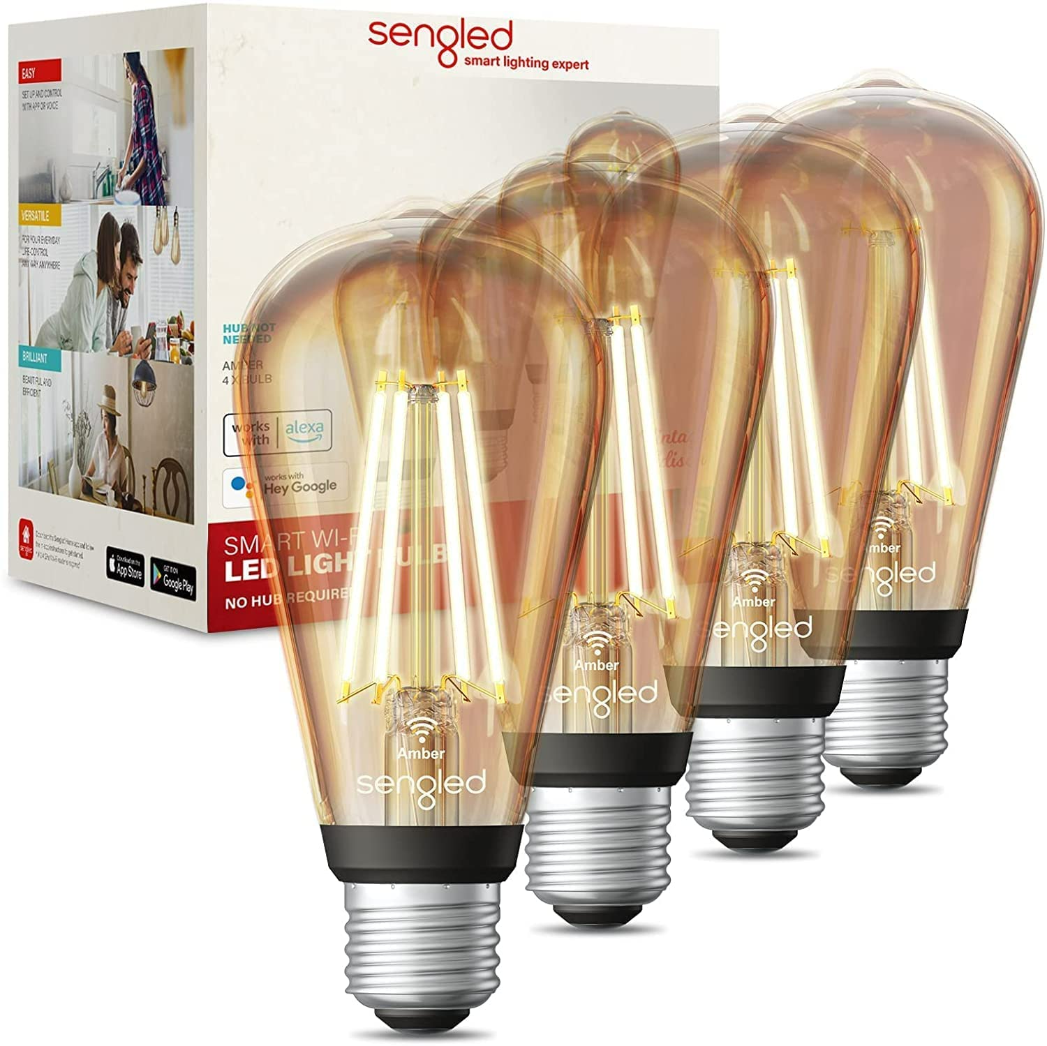 Foto 1 | Bombillas Inteligentes Sengled  Retro  Wifi  Filamento Vintage  Paquete De 4 - Venta Internacional.