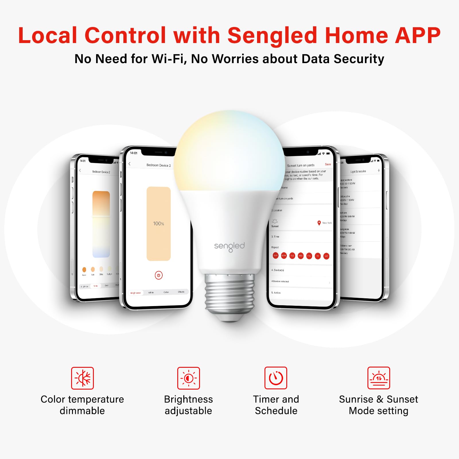 Foto 7 | Bombillas Inteligentes Sengled De Modo Dual  60 W  A19  Paquete De 4  Con Interruptor - Venta Internacional.