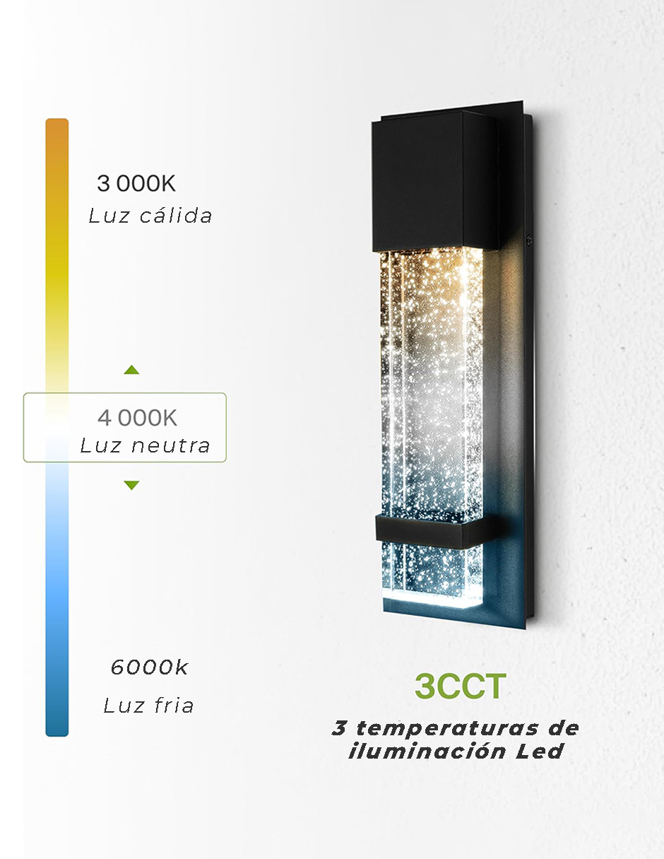 Foto 8 pulgar | Lámpara Arbotante Led 12w Ip44 | 3 Tonos De Luz | 1200 Lm | 85-265v