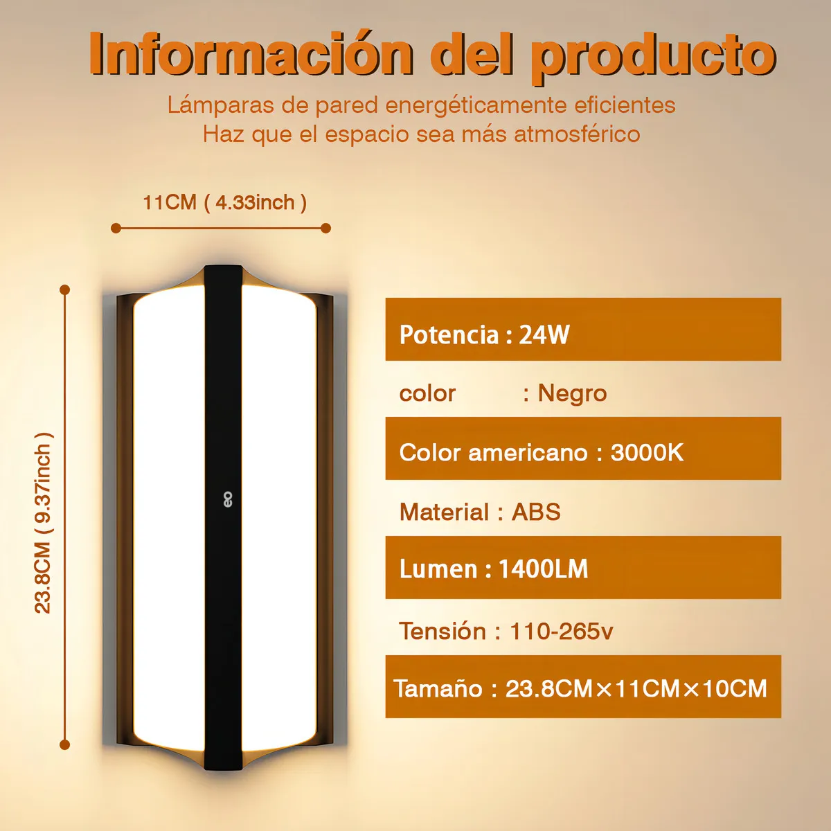 Foto 3 pulgar | Lámpara Pared Luz Cálida Interiores Eo Safe Imports Esi-20533 Multicolor