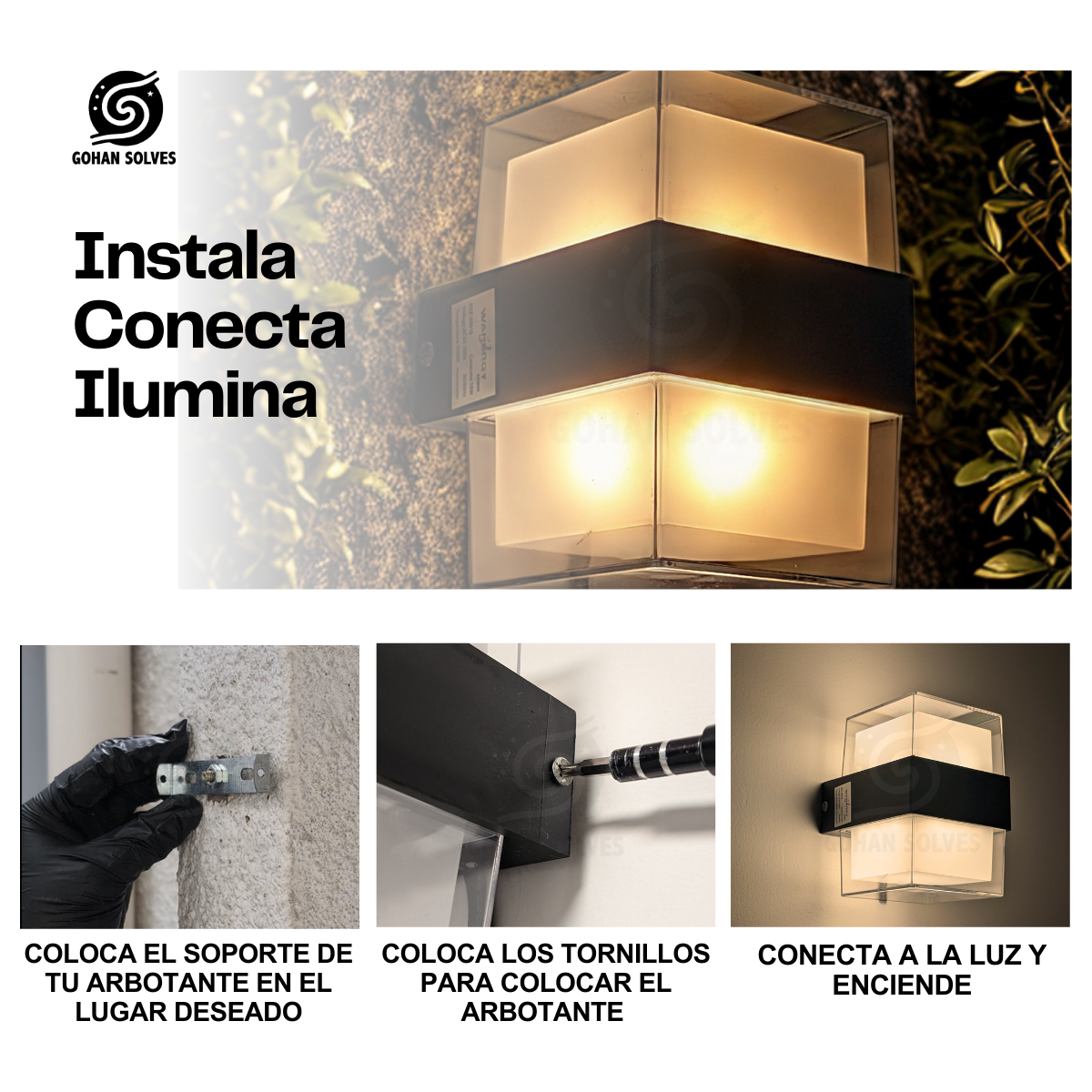 Foto 6 pulgar | 4 Lampara Arbotante Doble Luz Cubo Vintage Elegante Exterior